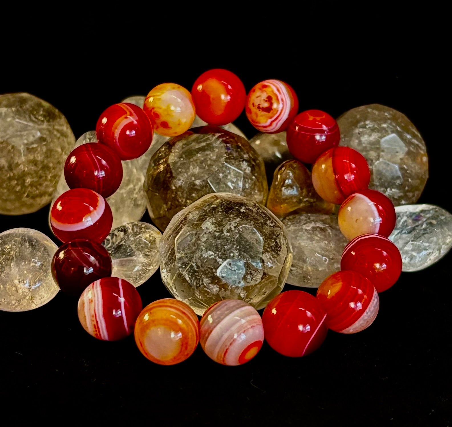 Fiery Spirit Red Banded Agate Bracelet