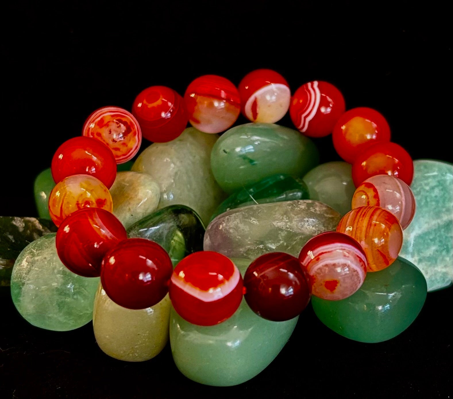 Fiery Spirit Red Banded Agate Bracelet