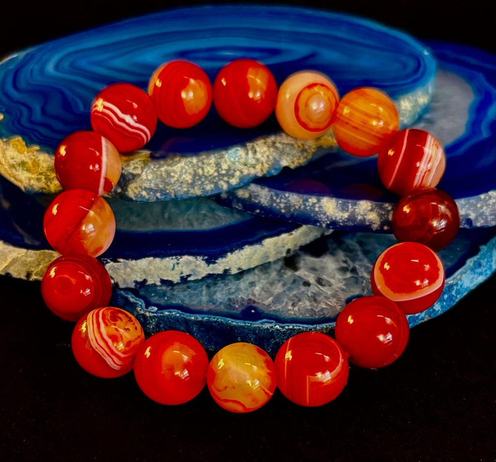 Fiery Spirit Red Banded Agate Bracelet