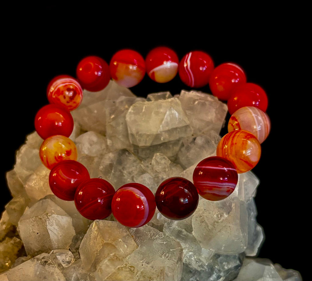 Fiery Spirit Red Banded Agate Bracelet