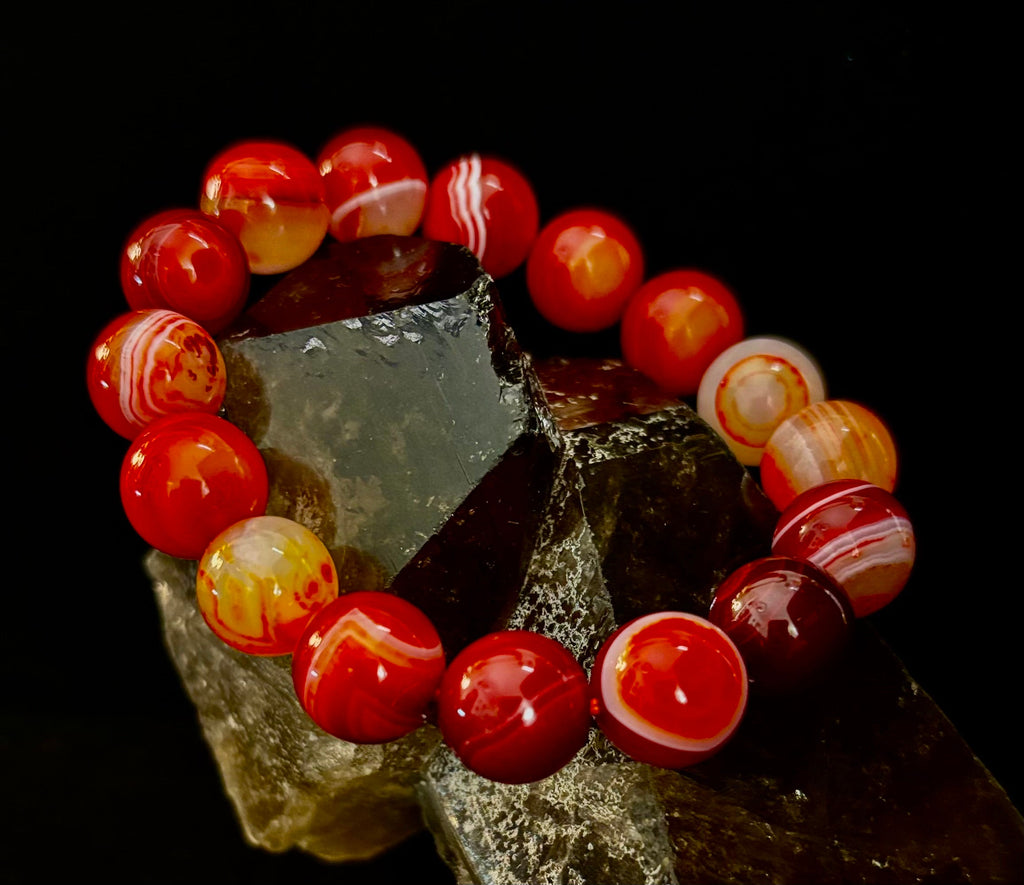 Fiery Spirit Red Banded Agate Bracelet