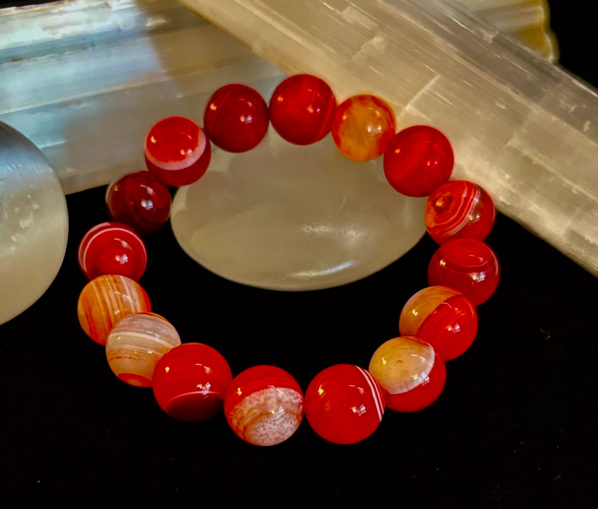 Fiery Spirit Red Banded Agate Bracelet