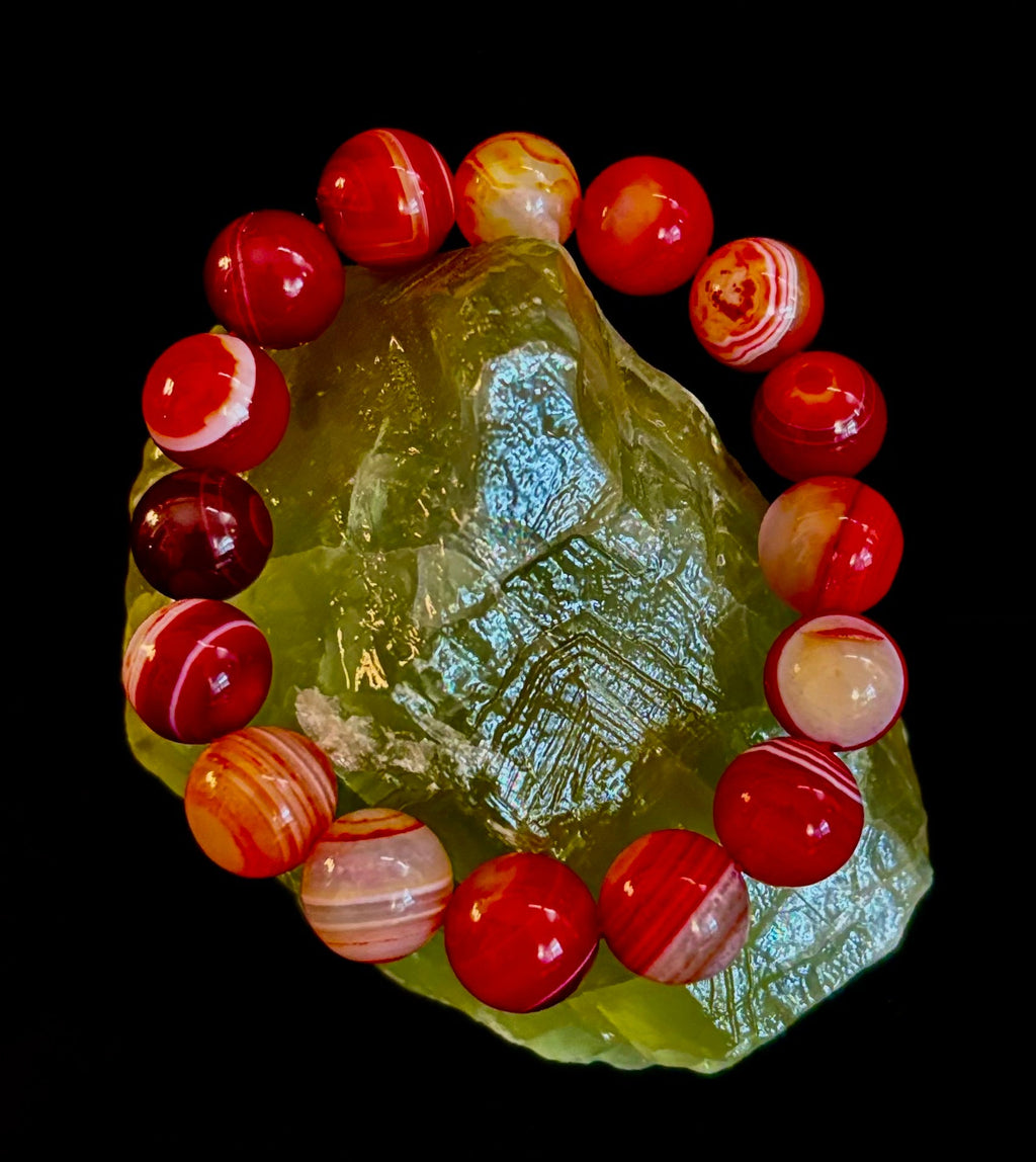 Fiery Spirit Red Banded Agate Bracelet