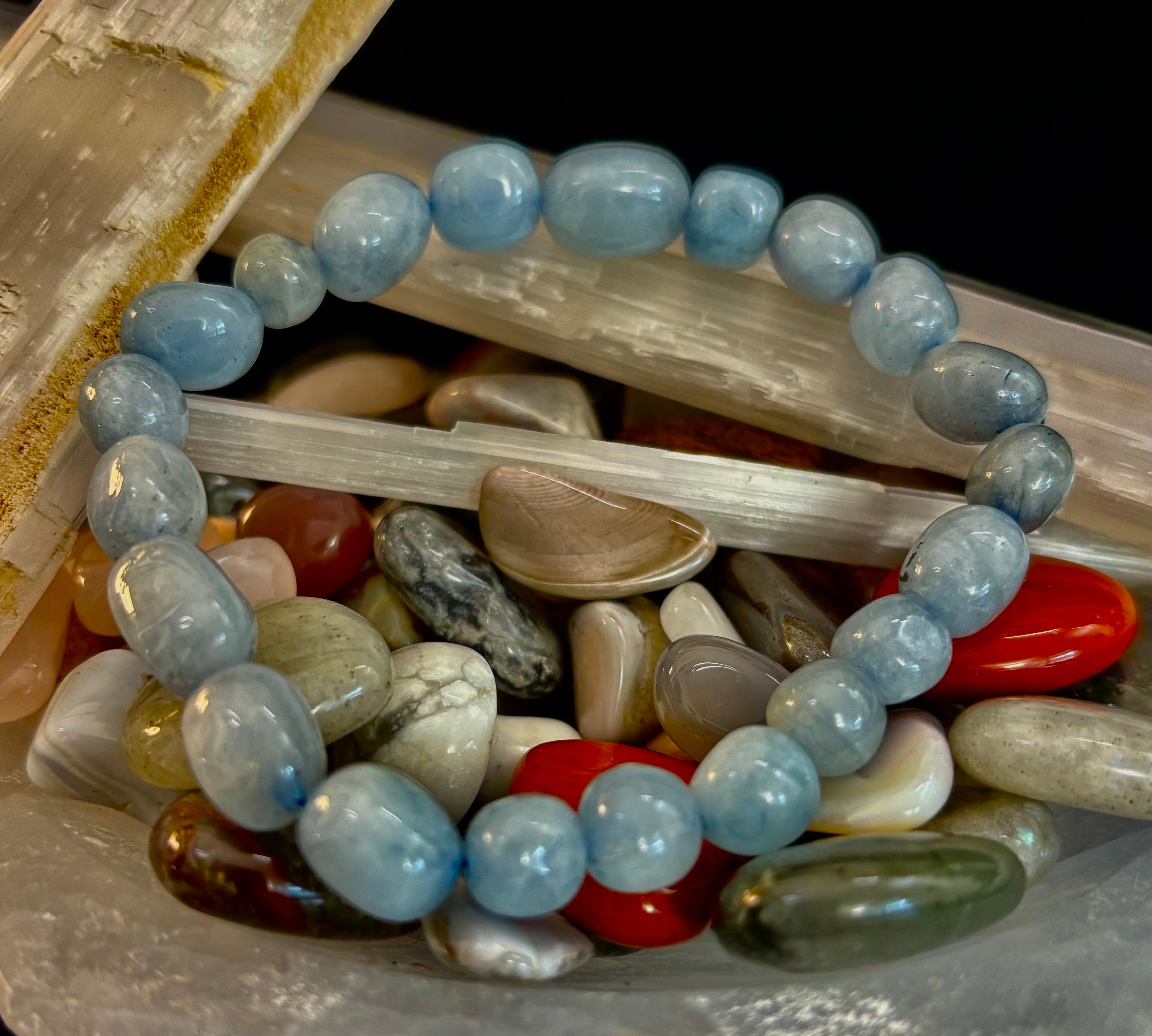 Ocean Whisper Natural Aquamarine Tumbled Bracelet