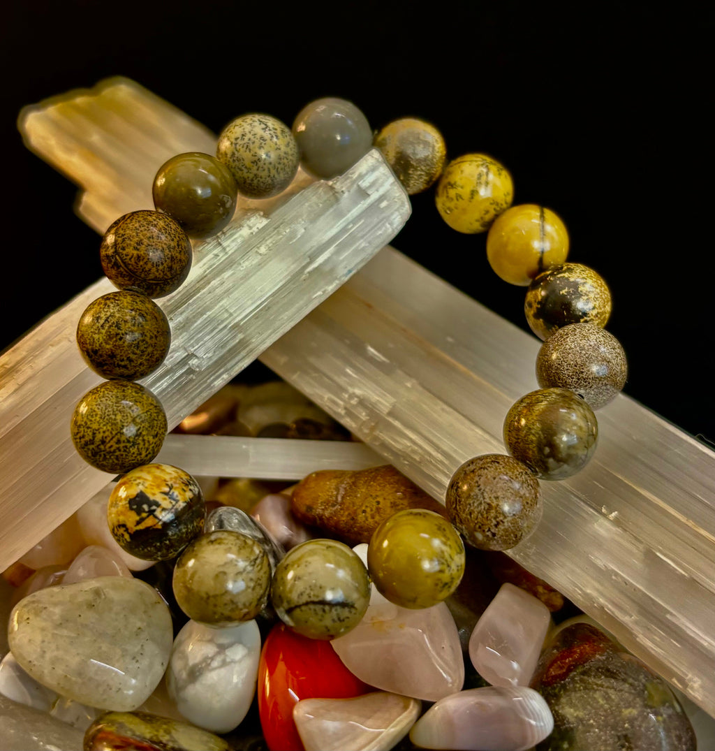 Grass Flower Jasper Bracelet – 10mm | Small–Medium (6.5"–7")