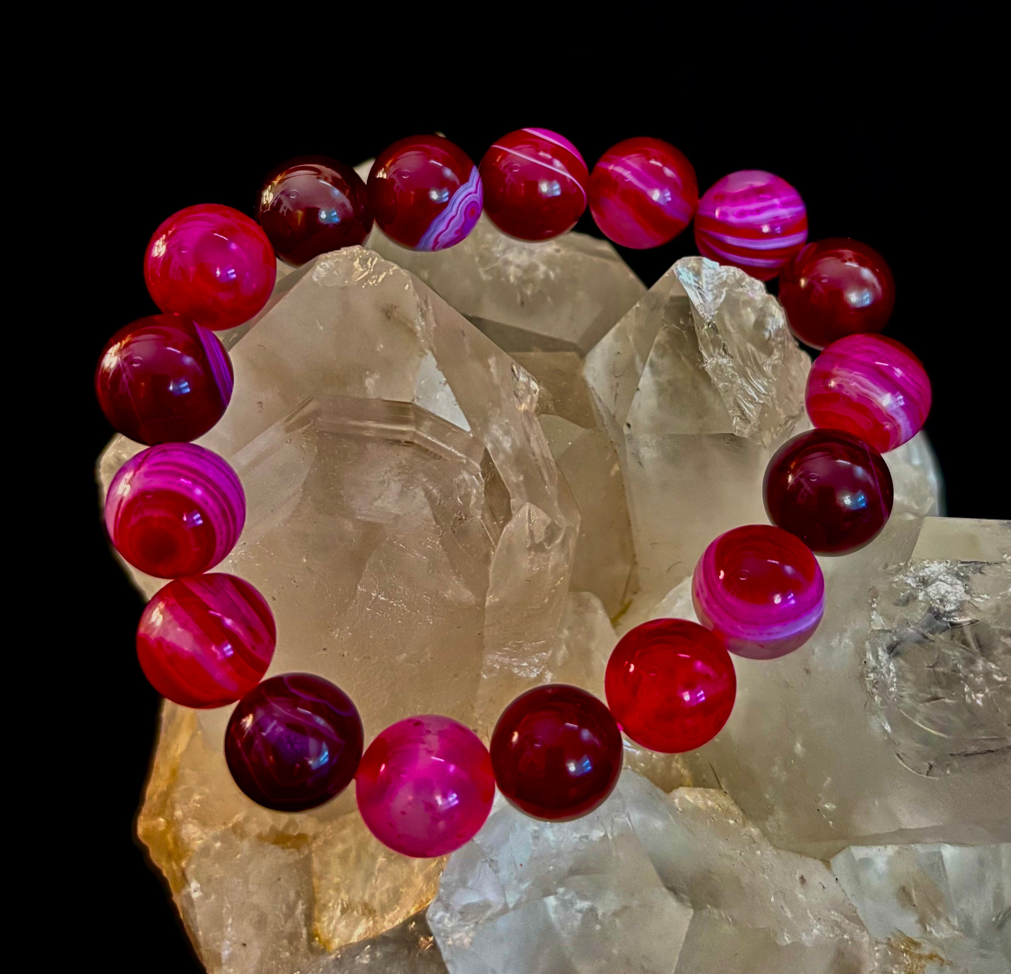 Fuchsia Fire Agate Bracelet