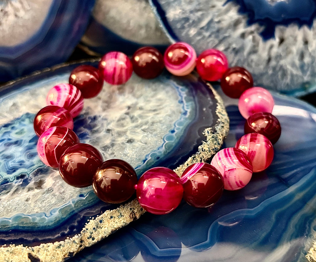 Fuchsia Fire Agate Bracelet