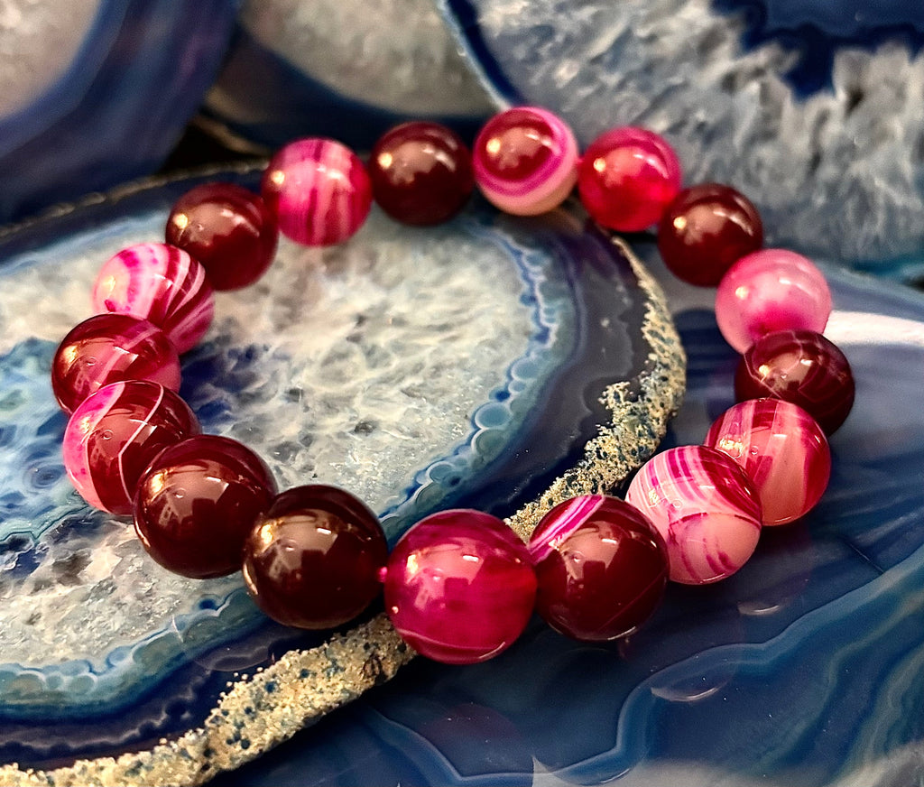 Fuchsia Fire Agate Bracelet