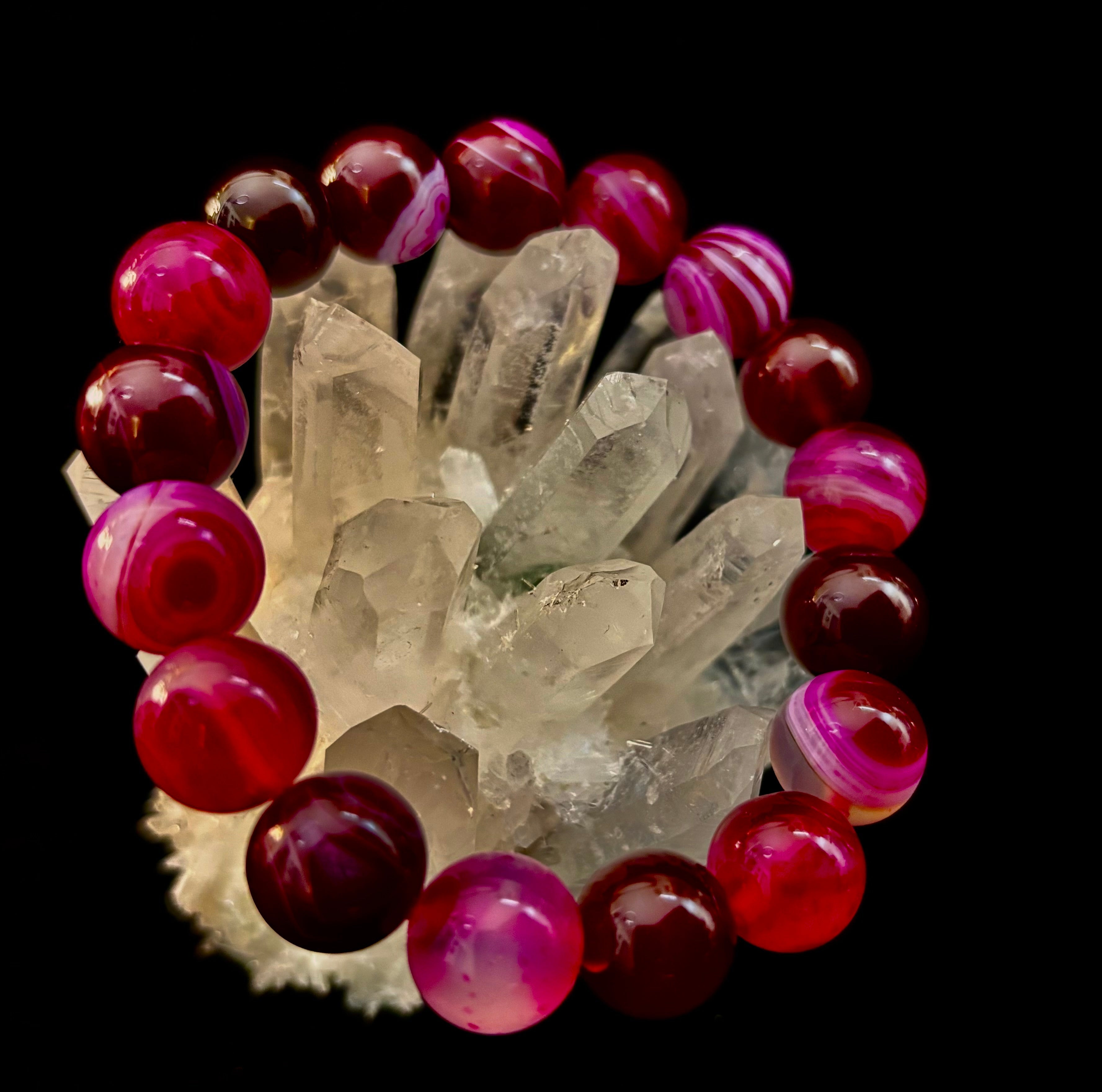 Fuchsia Fire Agate Bracelet