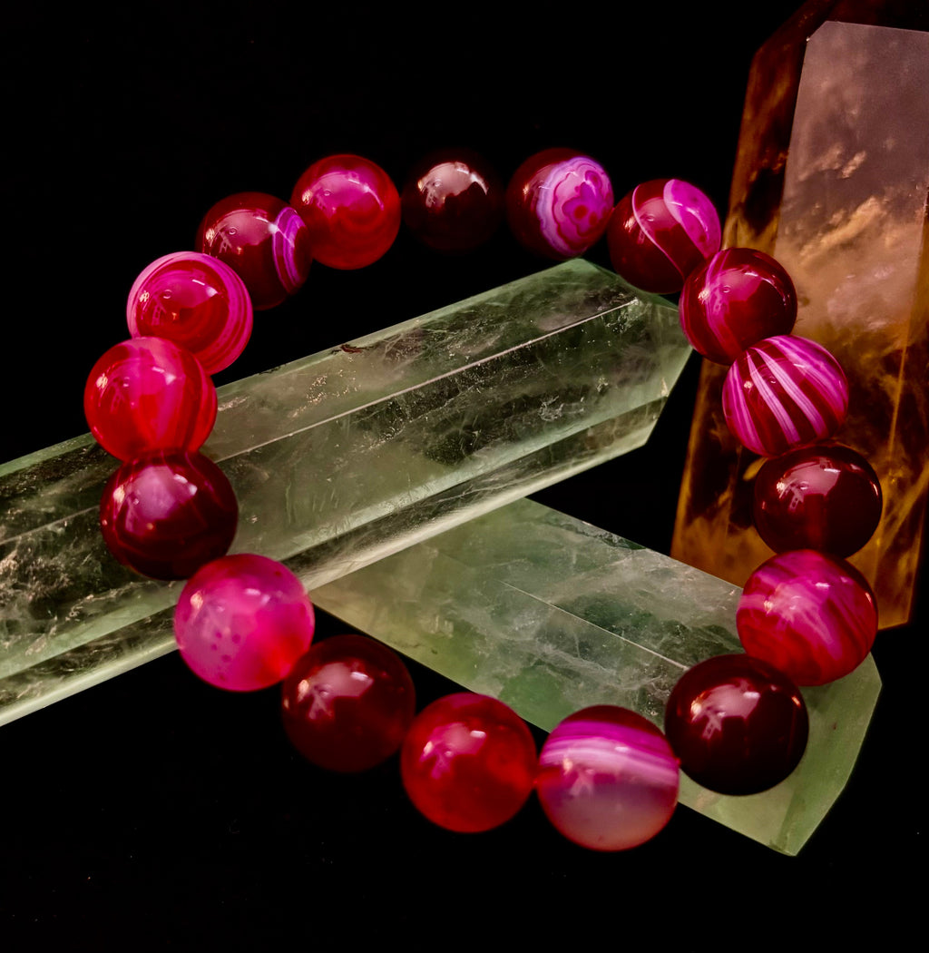 Fuchsia Fire Agate Bracelet