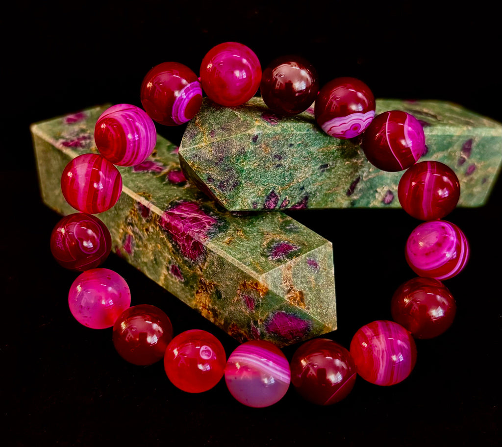 Fuchsia Fire Agate Bracelet