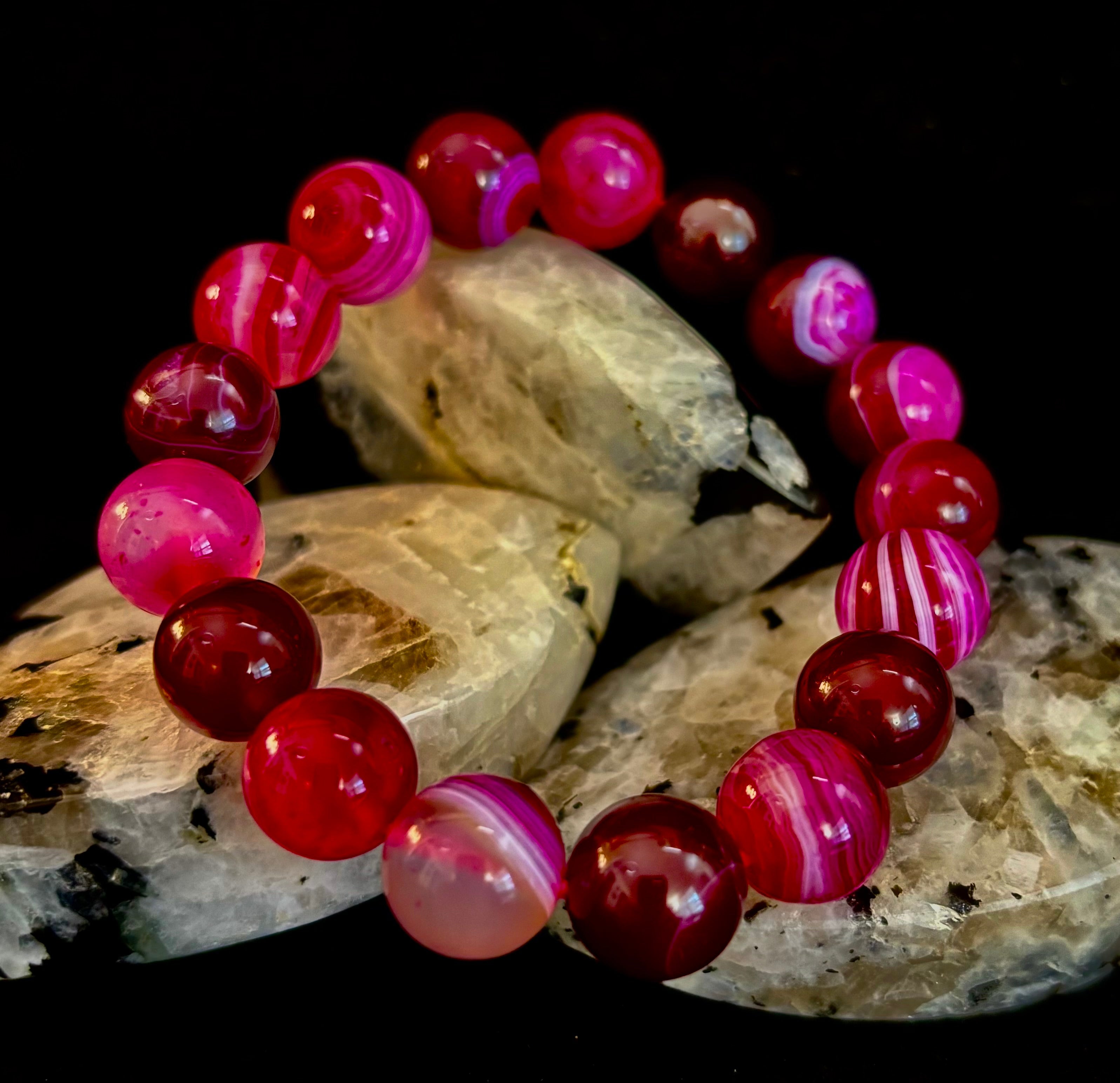 Fuchsia Fire Agate Bracelet