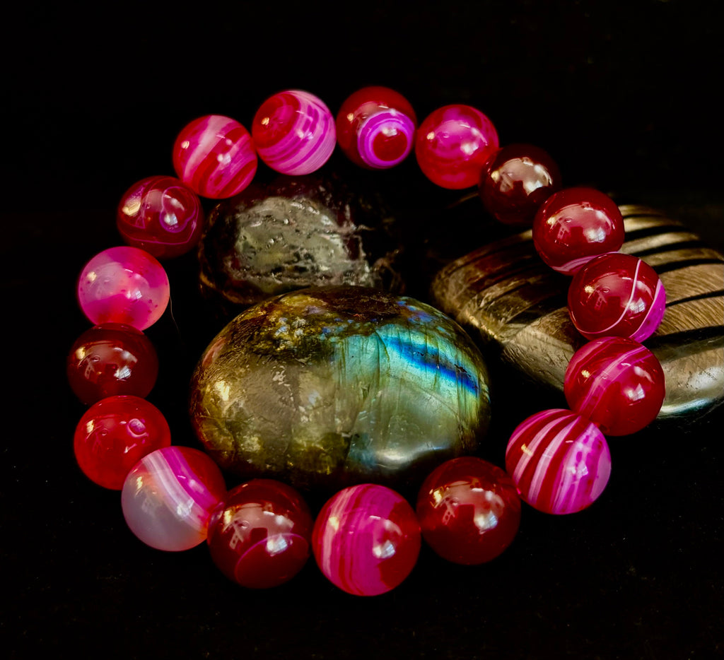 Fuchsia Fire Agate Bracelet