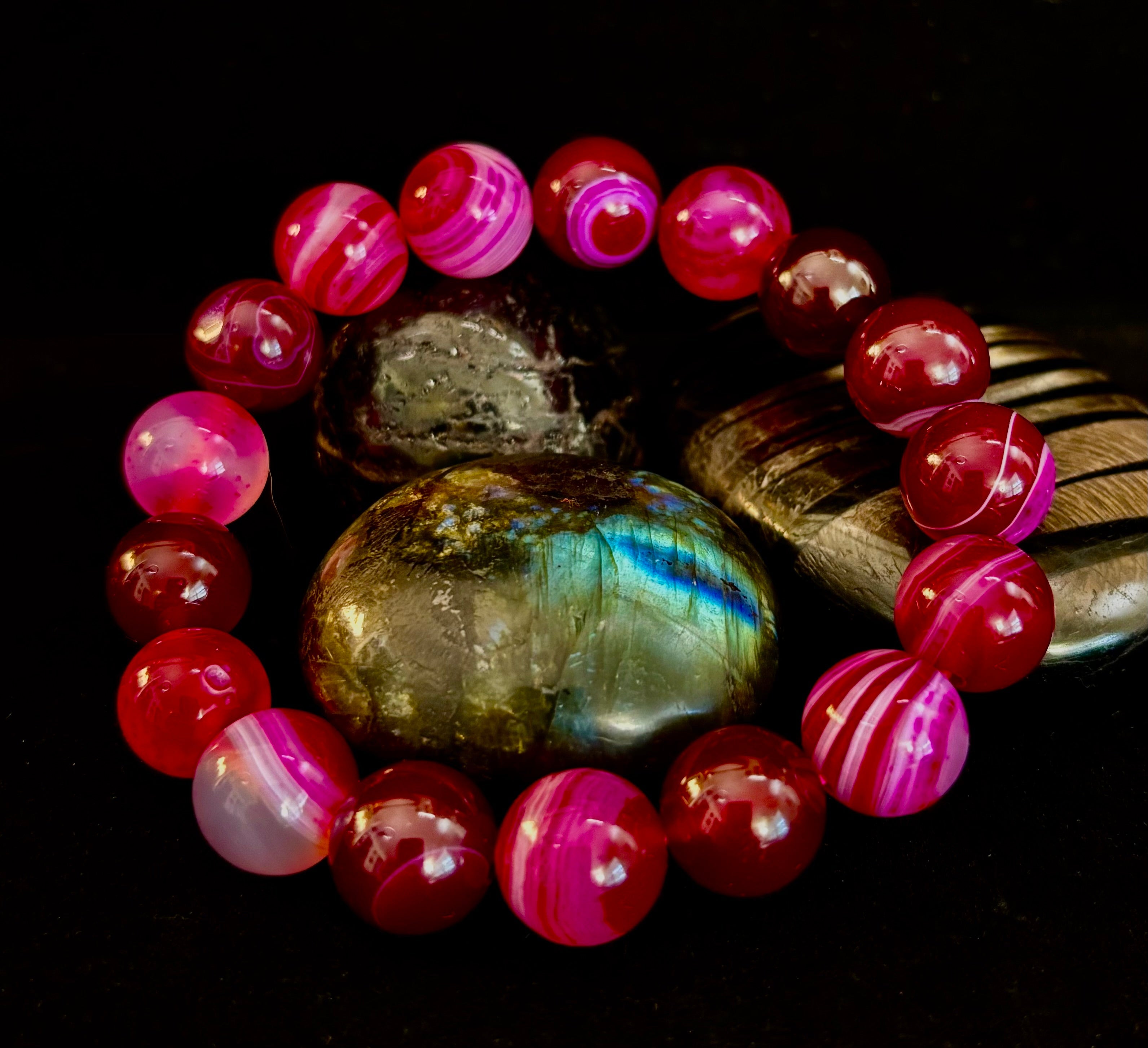 Fuchsia Fire Agate Bracelet