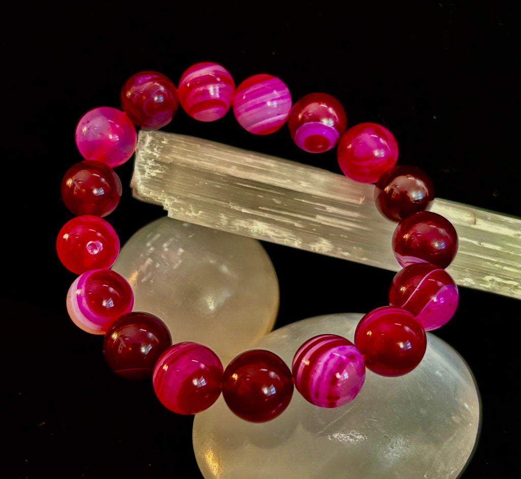 Fuchsia Fire Agate Bracelet