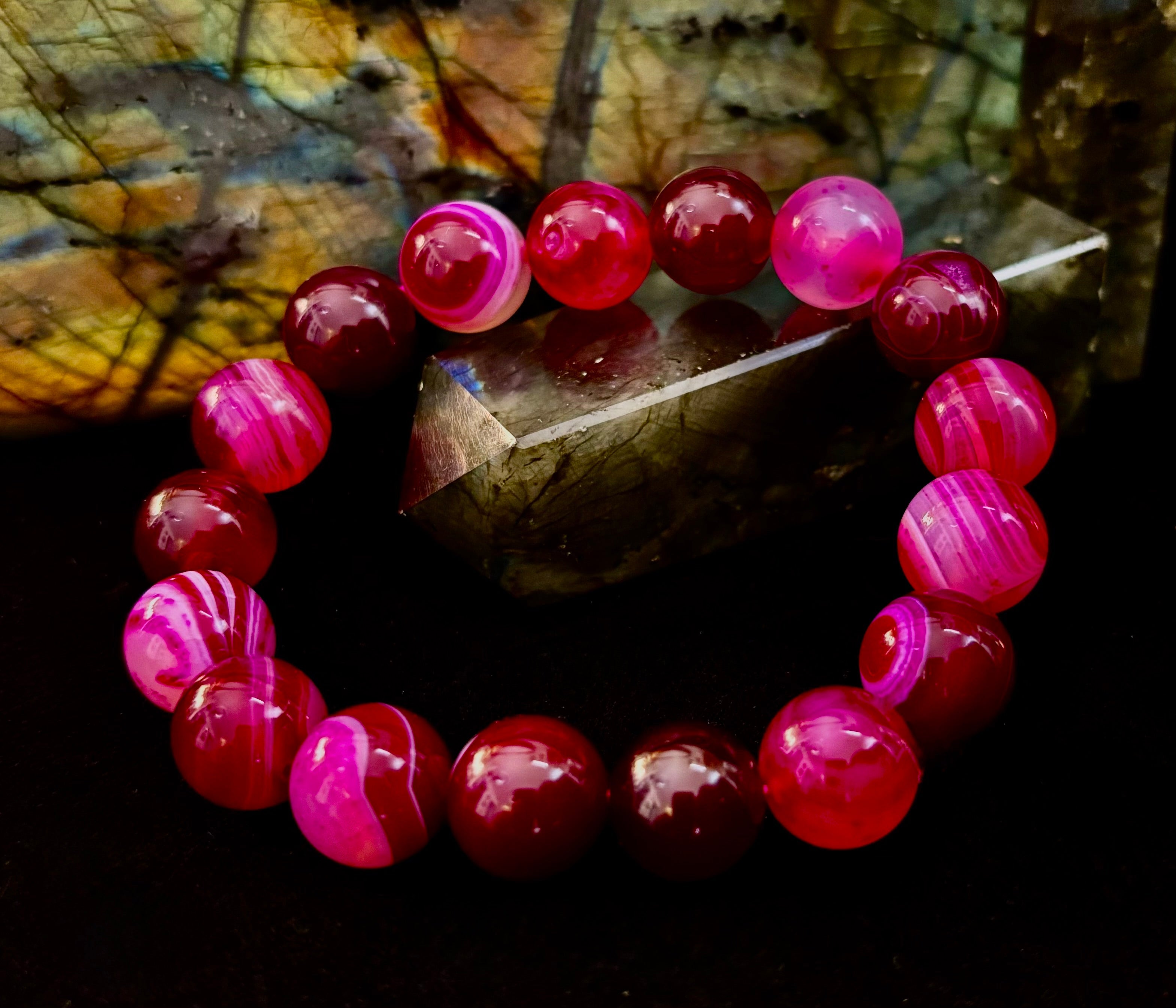 Fuchsia Fire Agate Bracelet
