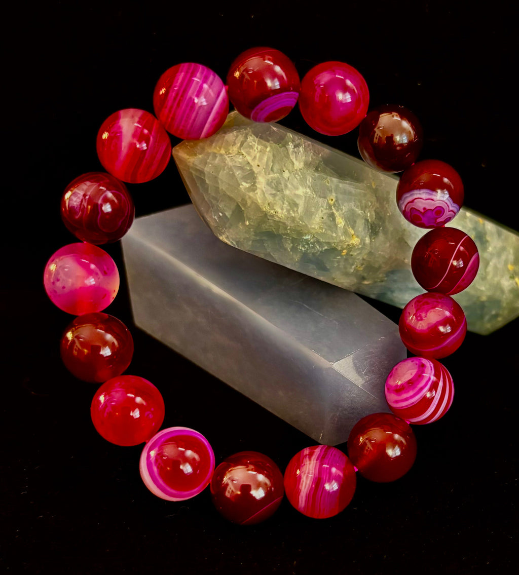 Fuchsia Fire Agate Bracelet