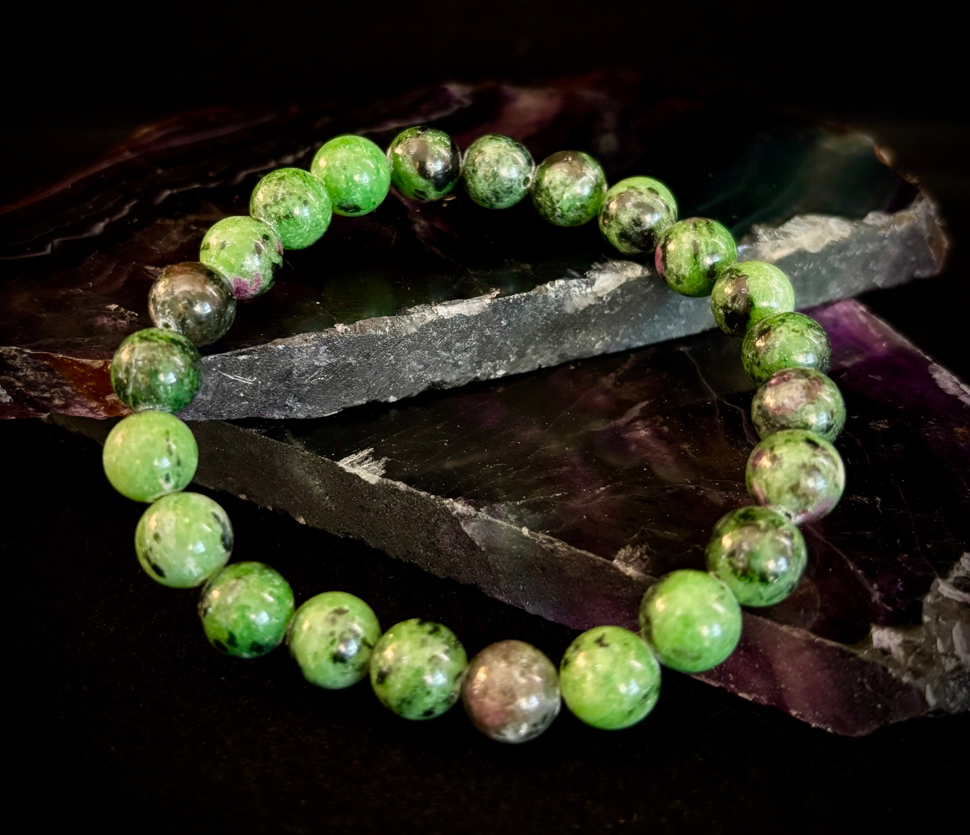 Live Fully Bracelet - Natural Ruby Zoisite | 8mm Bracelet