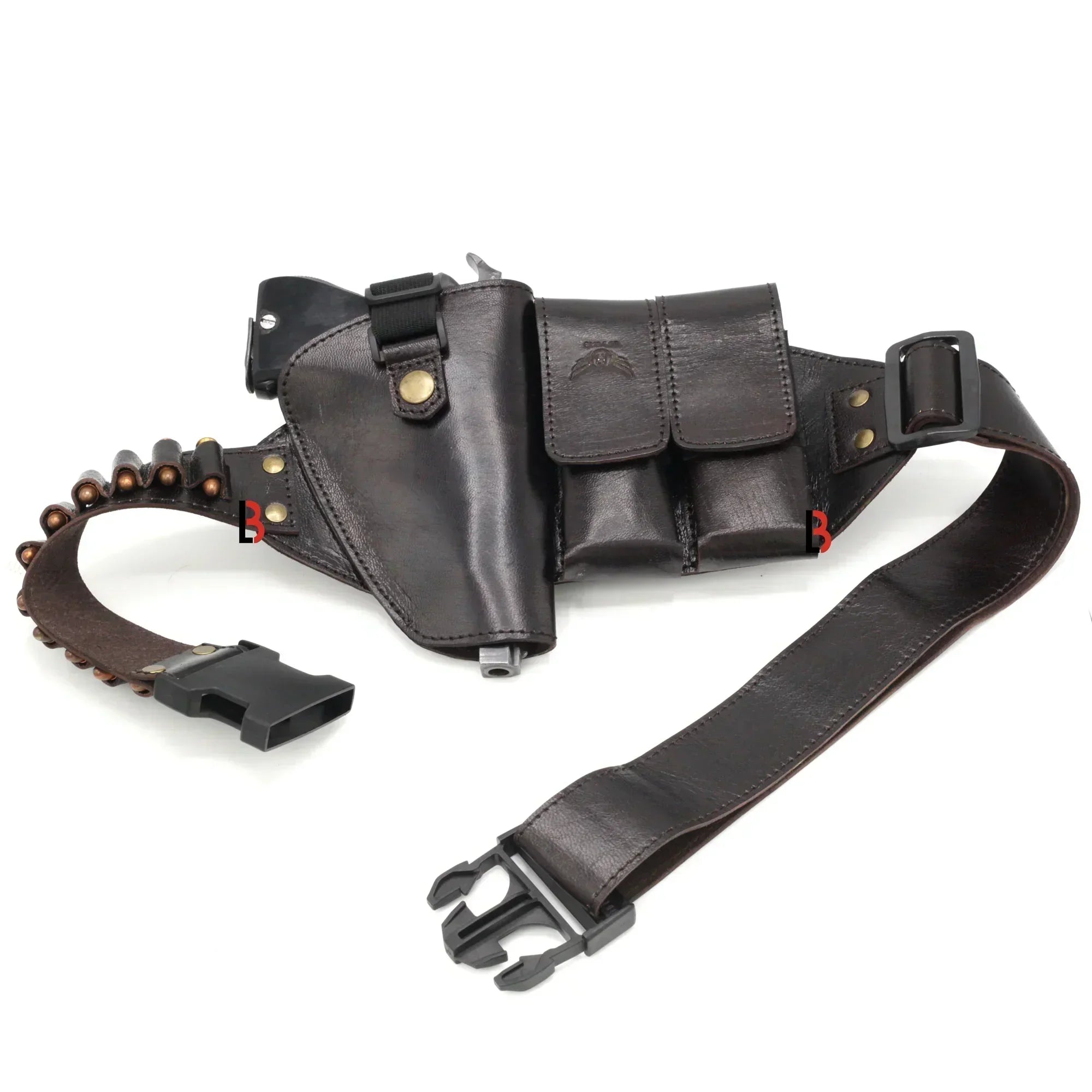 Cowhide Leather Waist Belt Concealed Holster Universal Fit, Double Mag | Right Hand