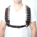 Cowhide Leather Shotshell Bandolier Belt & Shoulder Harness Hunting Ammo Pouch