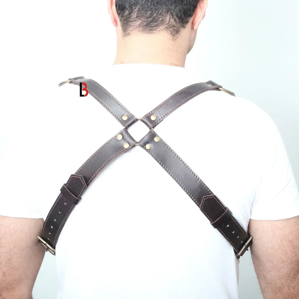 Cowhide Leather Shotshell Bandolier Belt & Shoulder Harness Hunting Ammo Pouch