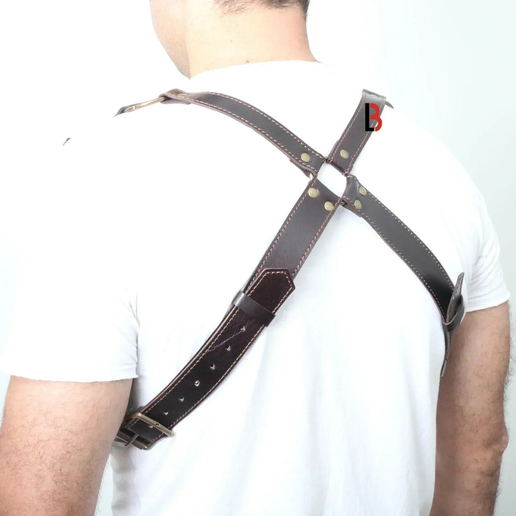 Cowhide Leather Shotshell Bandolier Belt & Shoulder Harness Hunting Ammo Pouch