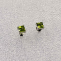 Sterling Silver Square Peridot Post Earrings
