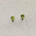 Sterling Silver Round Peridot Post Earrings Size 3