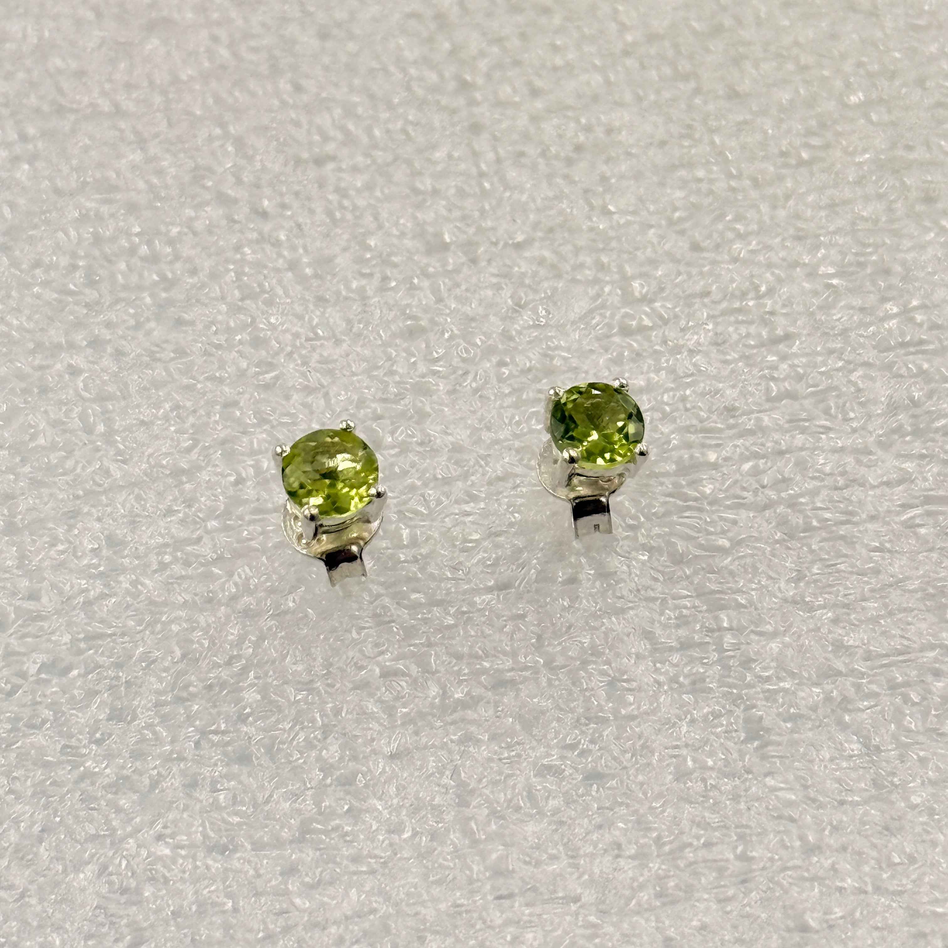 Sterling Silver Round Peridot Post Earrings Size 3