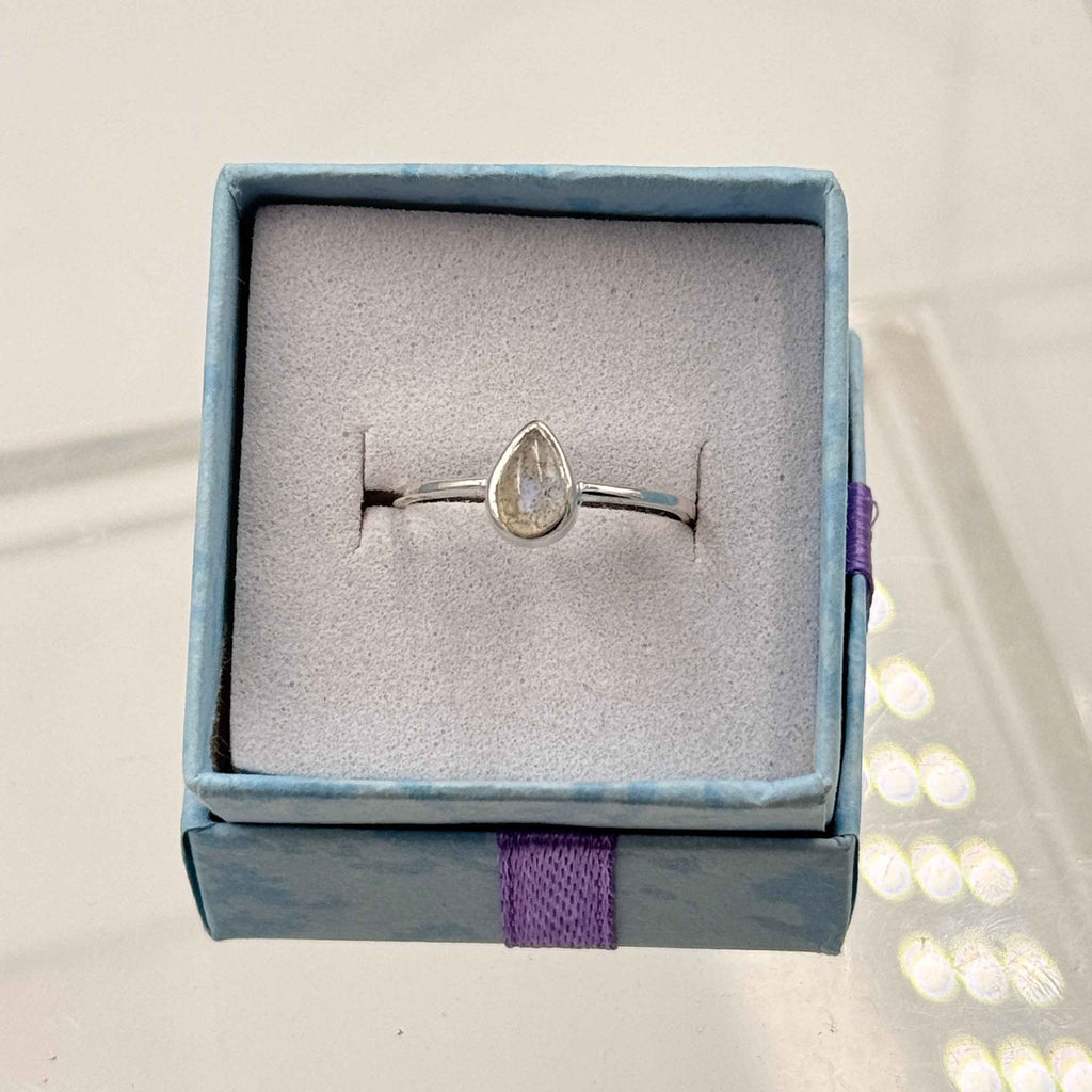Dainty Rainbow Moonstone Ring