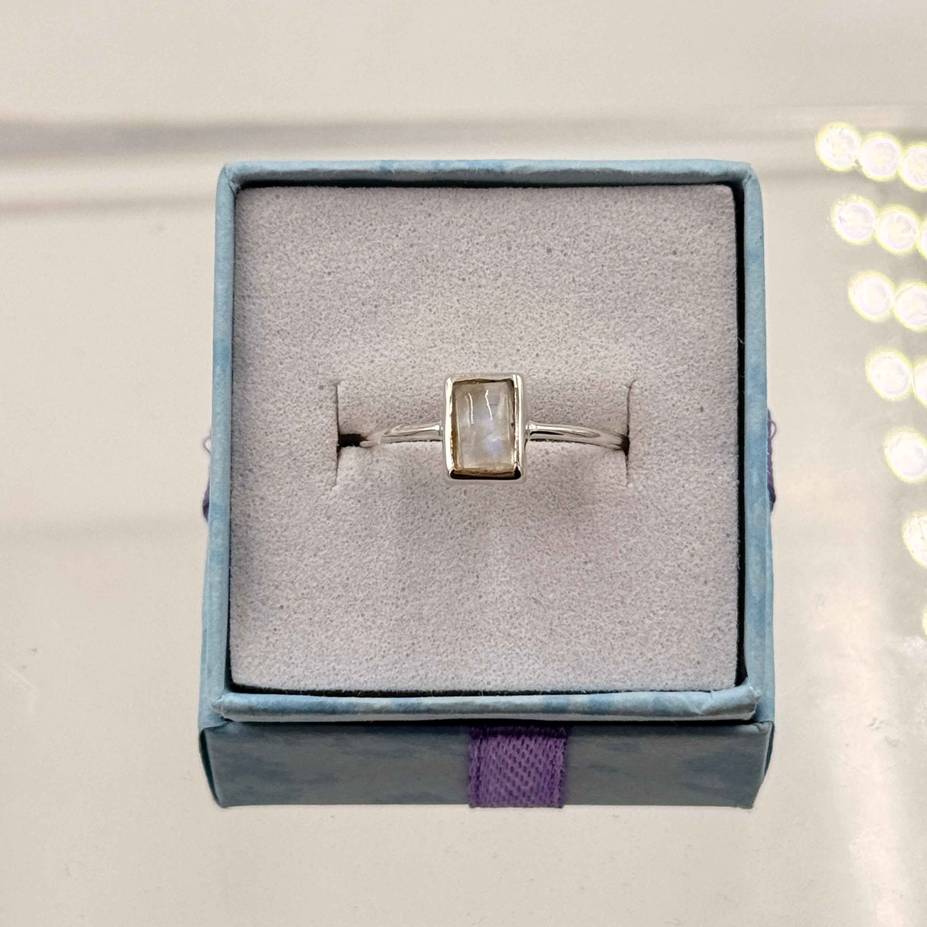 Dainty Rainbow Moonstone Ring