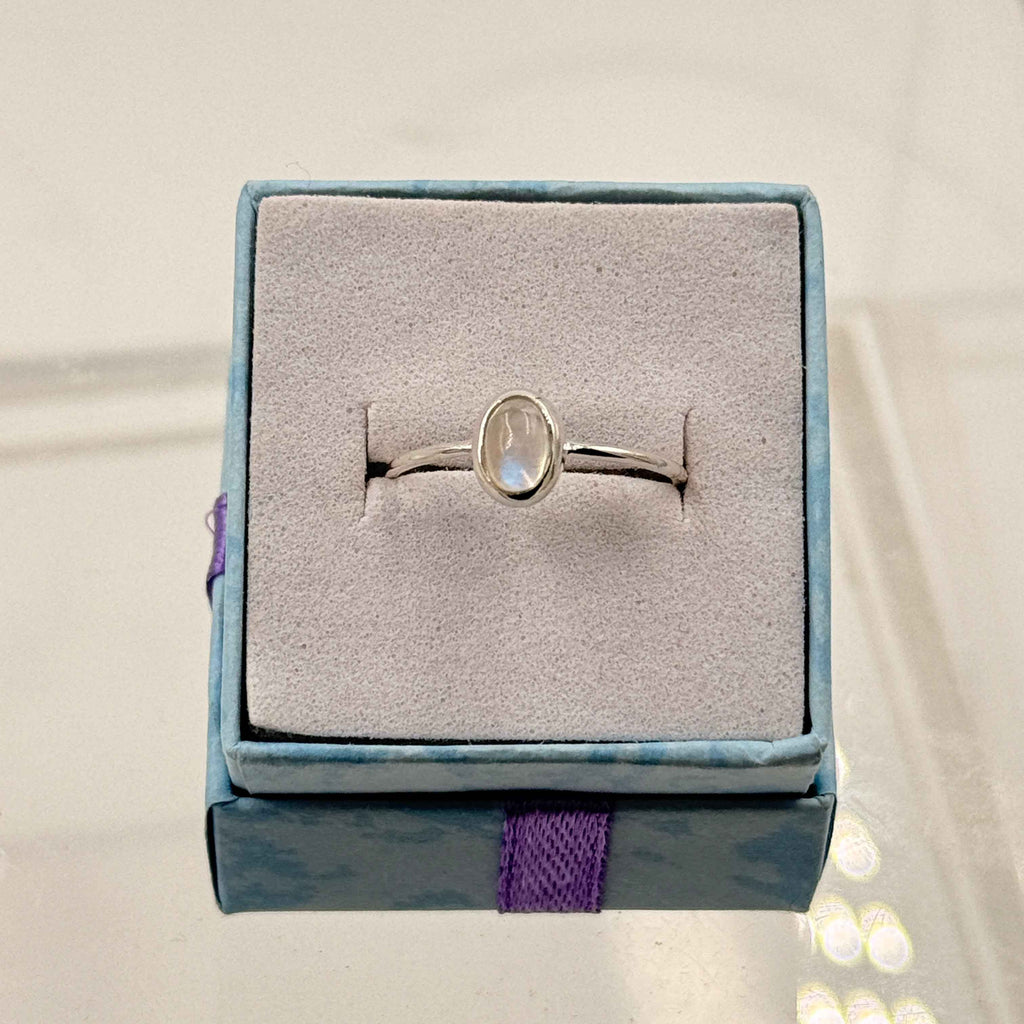 Dainty Rainbow Moonstone Ring