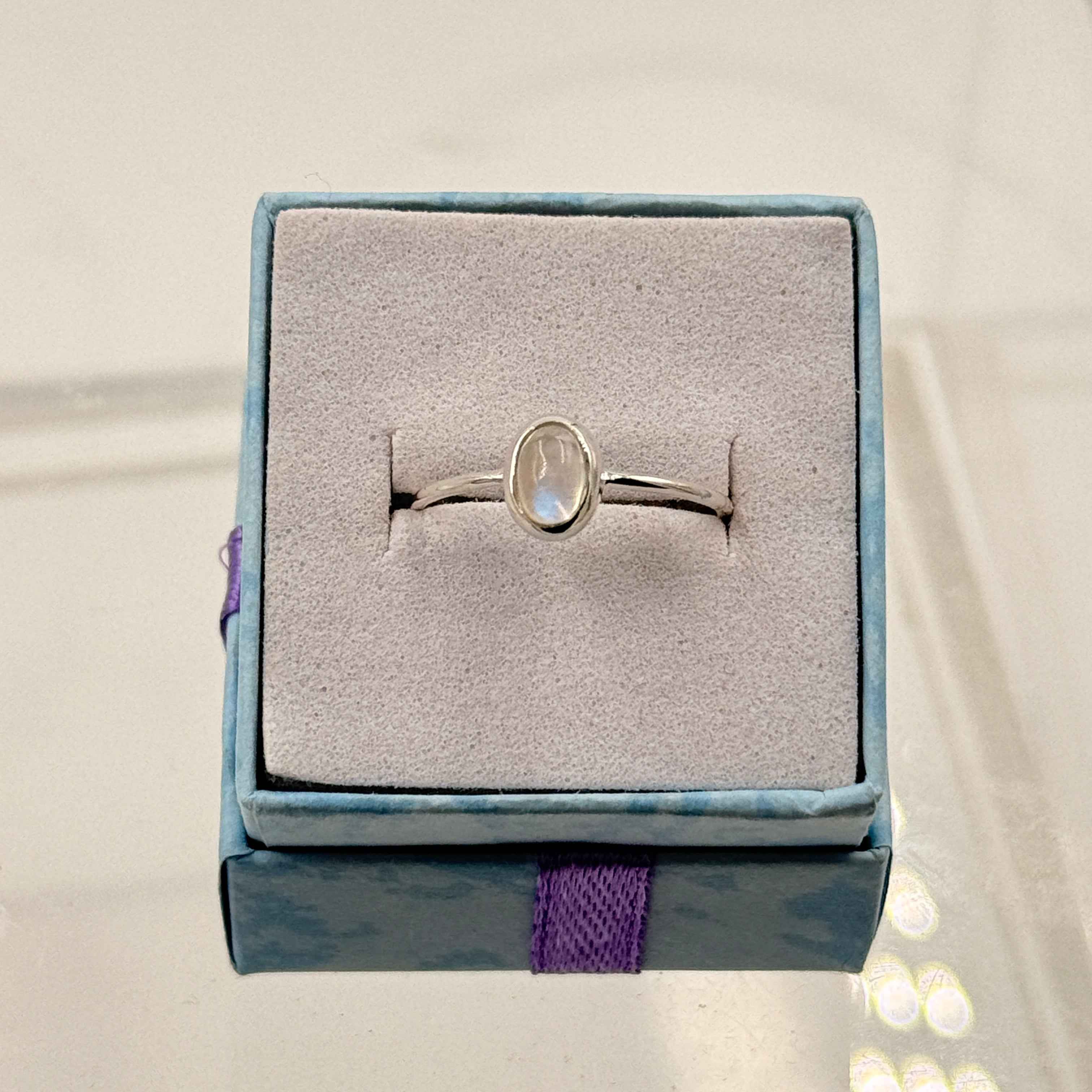 Dainty Rainbow Moonstone Ring