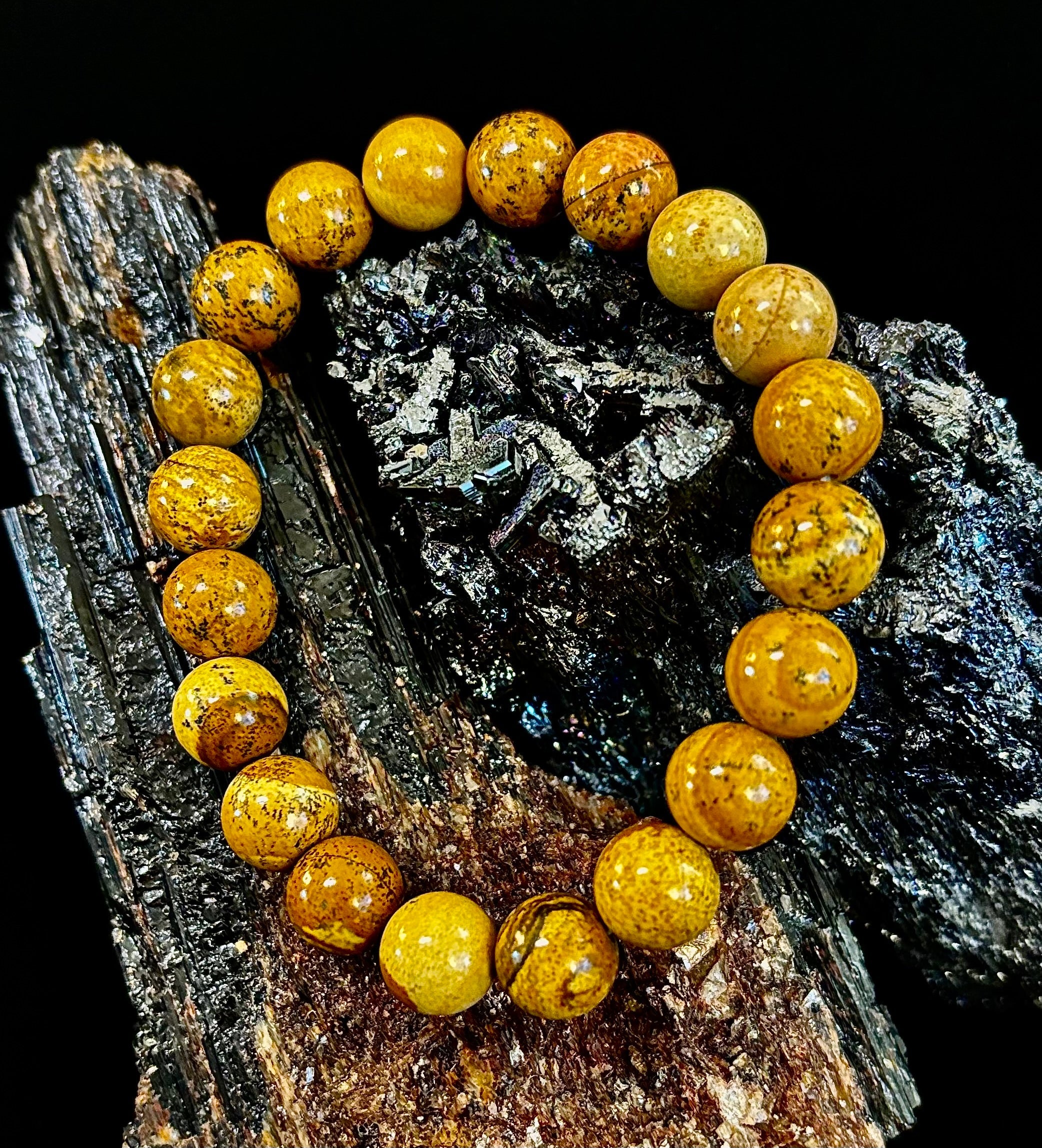 Earth Journey Picture Jasper Bracelet – Reiki-Infused 10mm (Medium–Large Wrists)