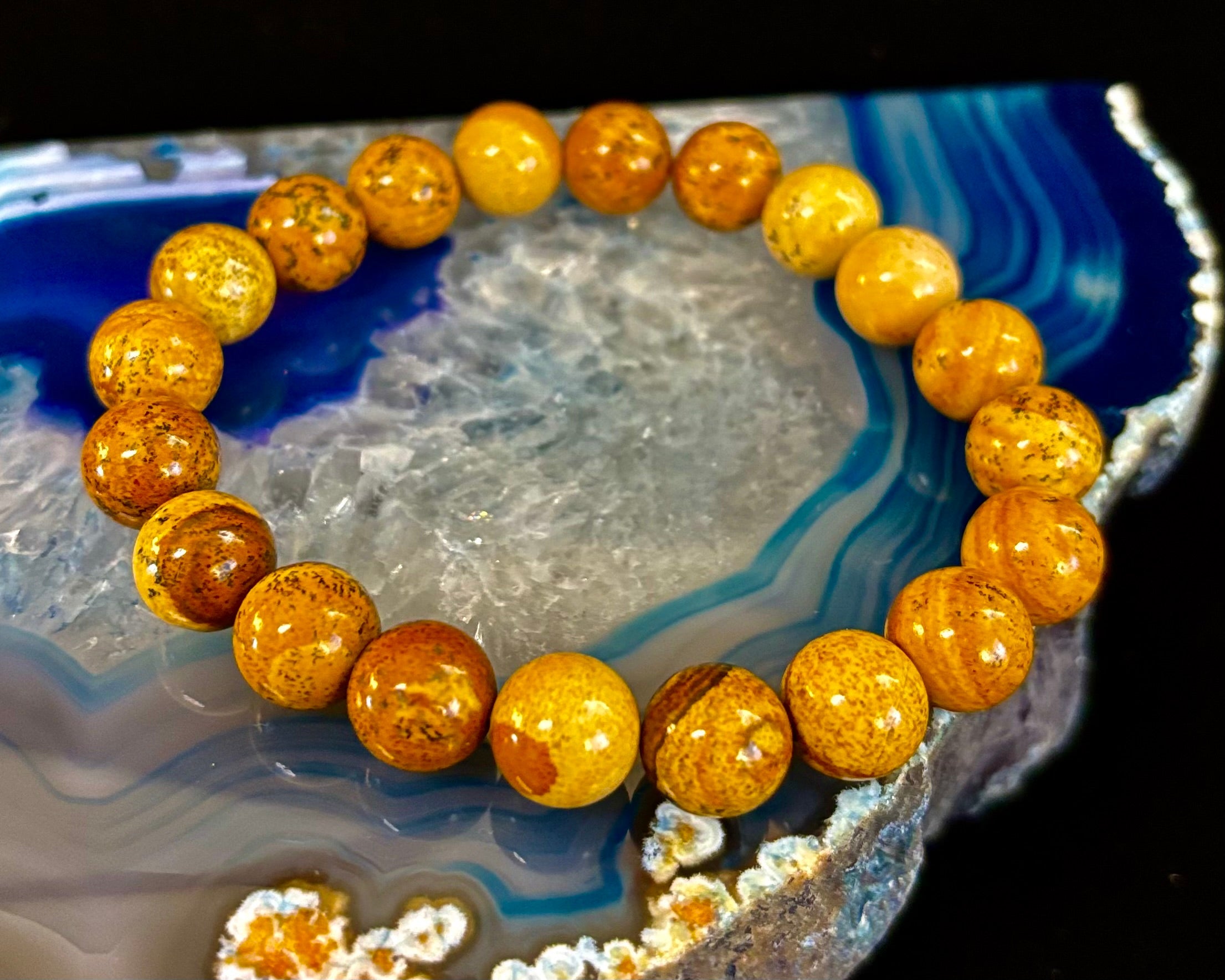 Earth Journey Picture Jasper Bracelet – Reiki-Infused 10mm (Medium–Large Wrists)