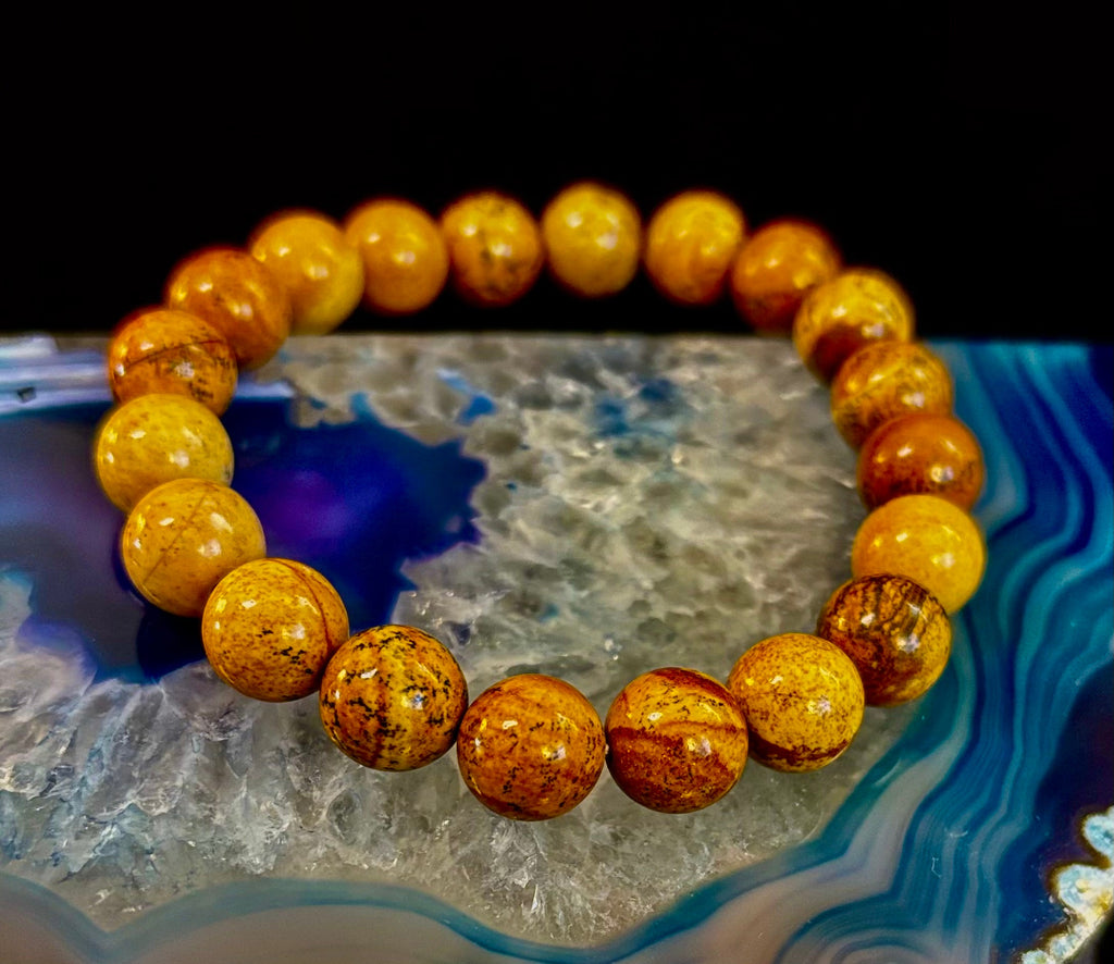 Earth Journey Picture Jasper Bracelet – Reiki-Infused 10mm (Medium–Large Wrists)