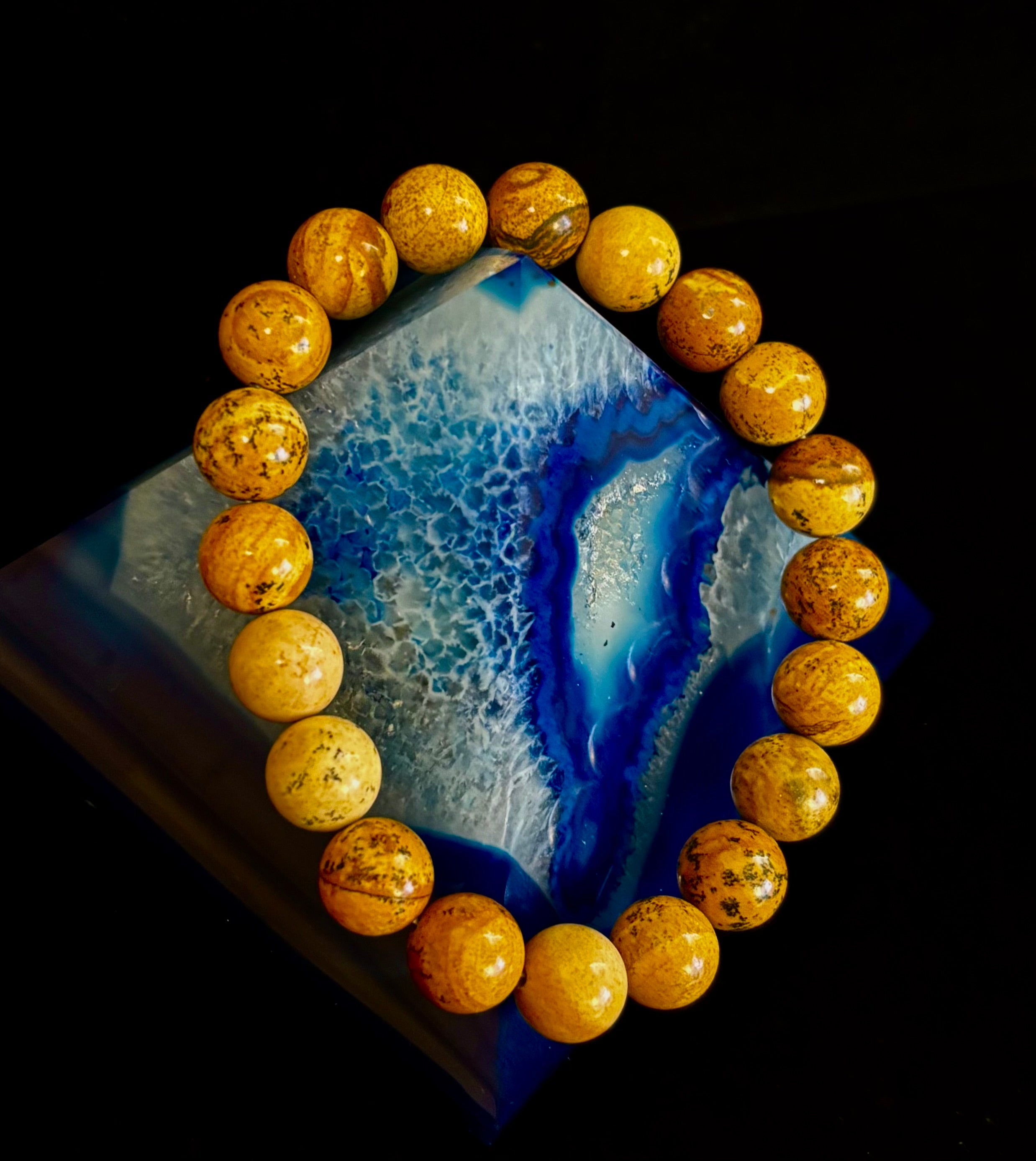Earth Journey Picture Jasper Bracelet – Reiki-Infused 10mm (Medium–Large Wrists)