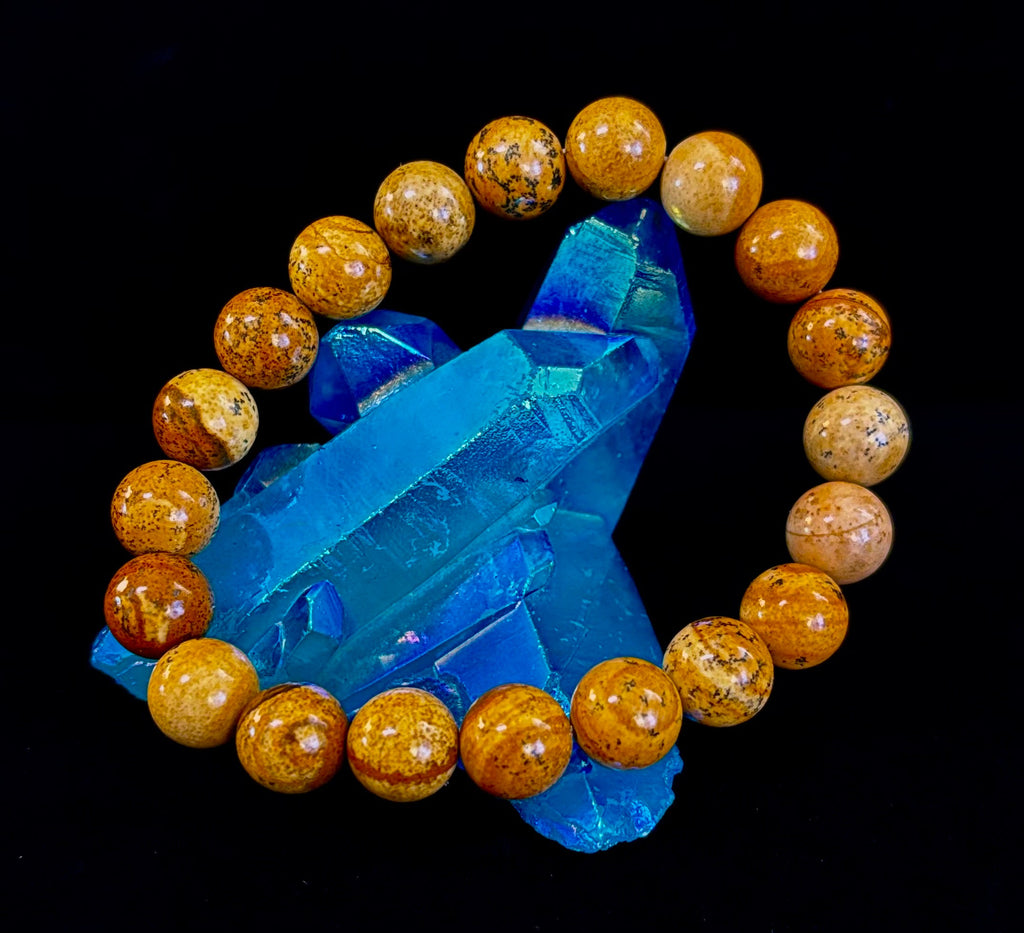 Earth Journey Picture Jasper Bracelet – Reiki-Infused 10mm (Medium–Large Wrists)