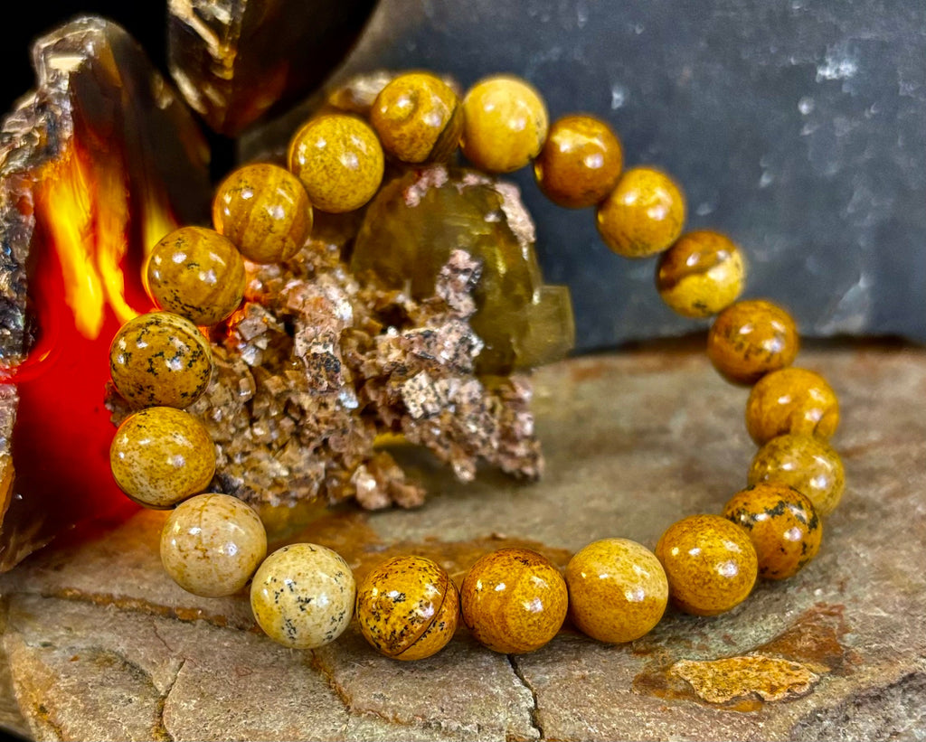 Earth Journey Picture Jasper Bracelet – Reiki-Infused 10mm (Medium–Large Wrists)
