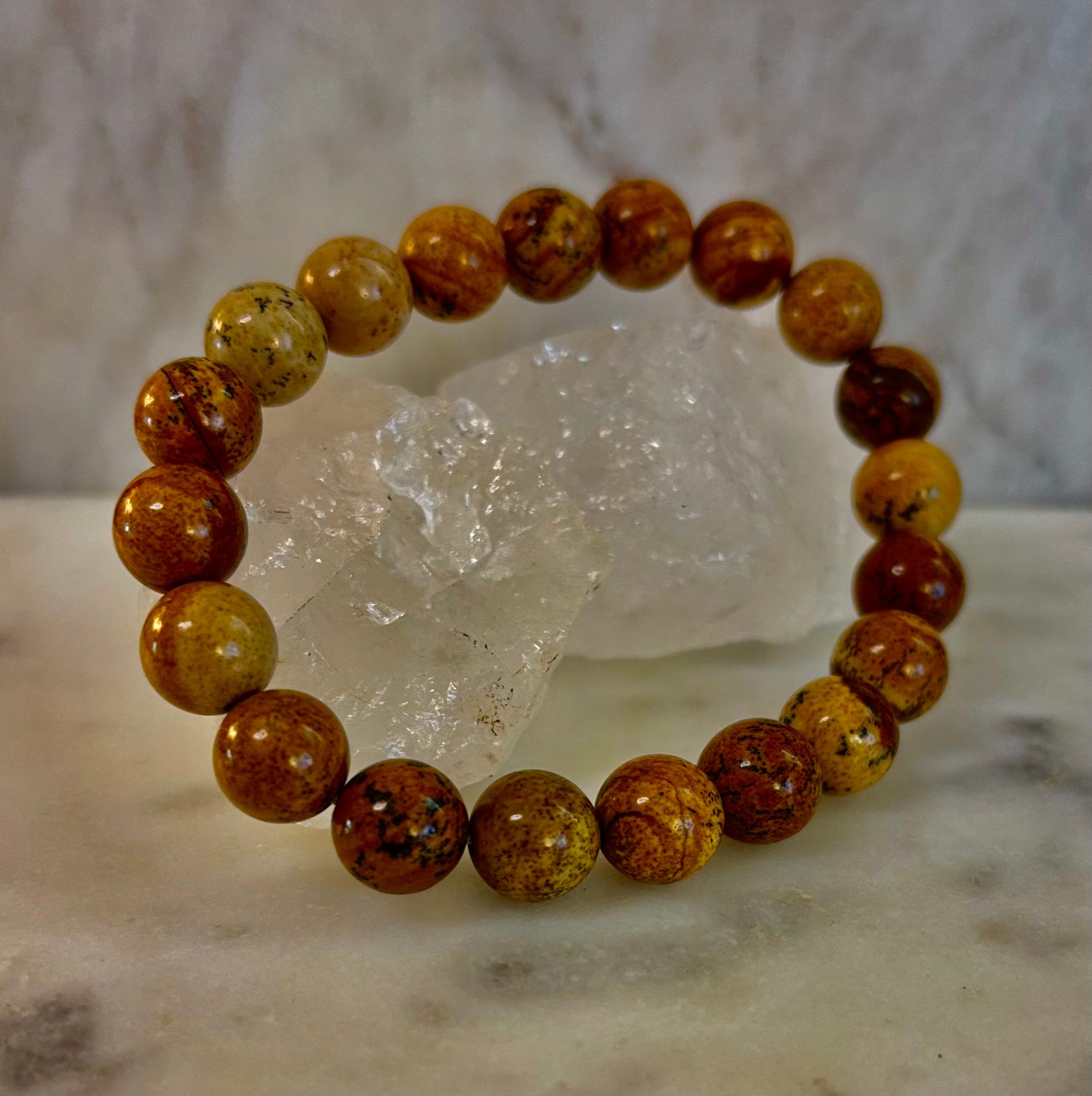 Earth Journey Picture Jasper Bracelet – Reiki-Infused 10mm (Medium–Large Wrists)