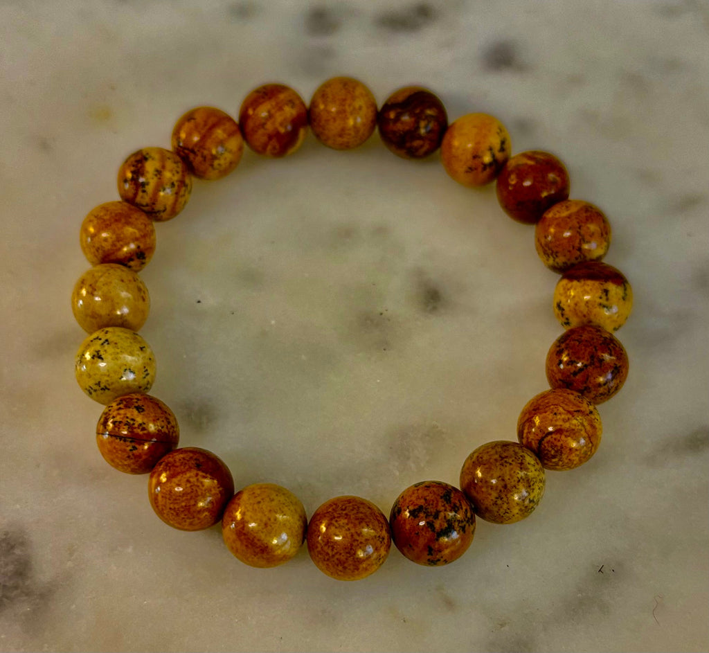 Earth Journey Picture Jasper Bracelet – Reiki-Infused 10mm (Medium–Large Wrists)