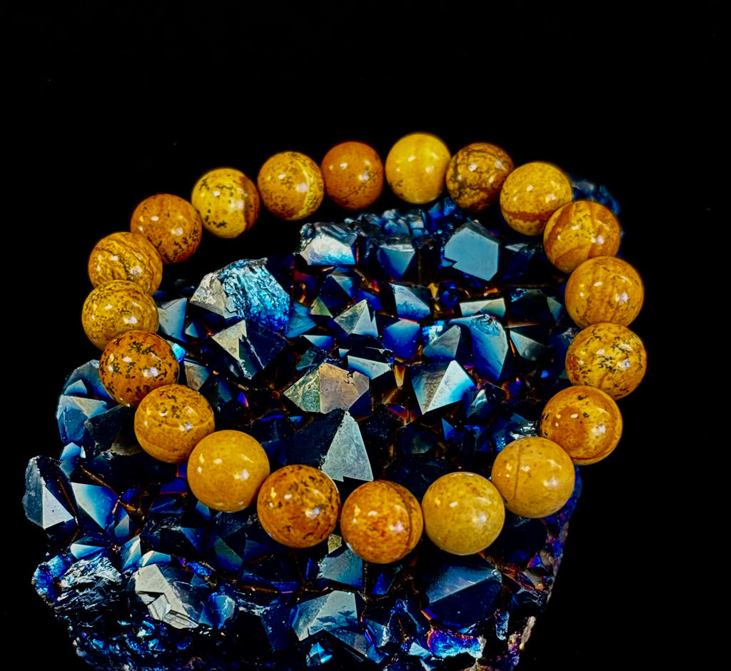 Earth Journey Picture Jasper Bracelet – Reiki-Infused 10mm (Medium–Large Wrists)