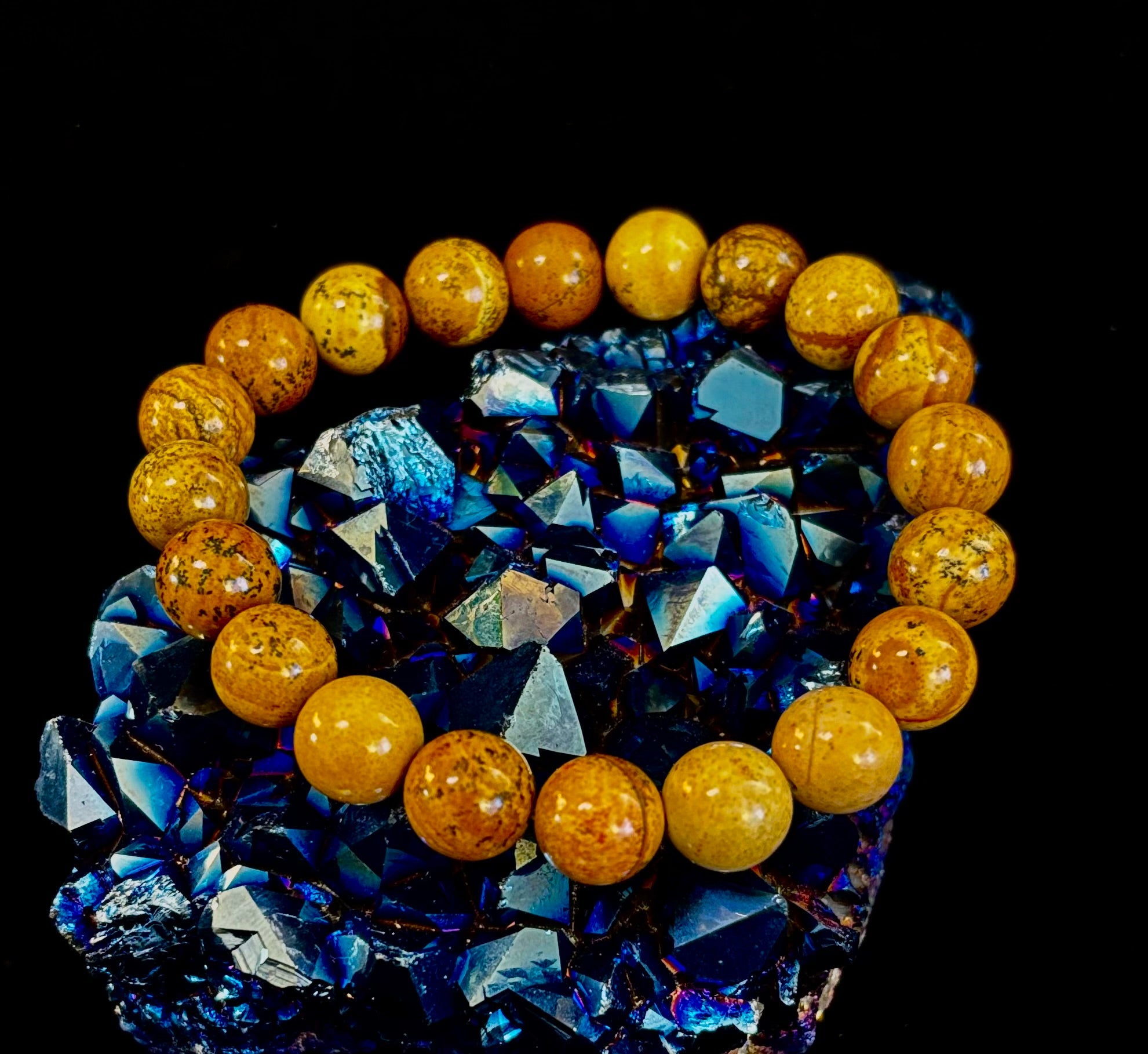 Earth Journey Picture Jasper Bracelet – Reiki-Infused 10mm (Medium–Large Wrists)
