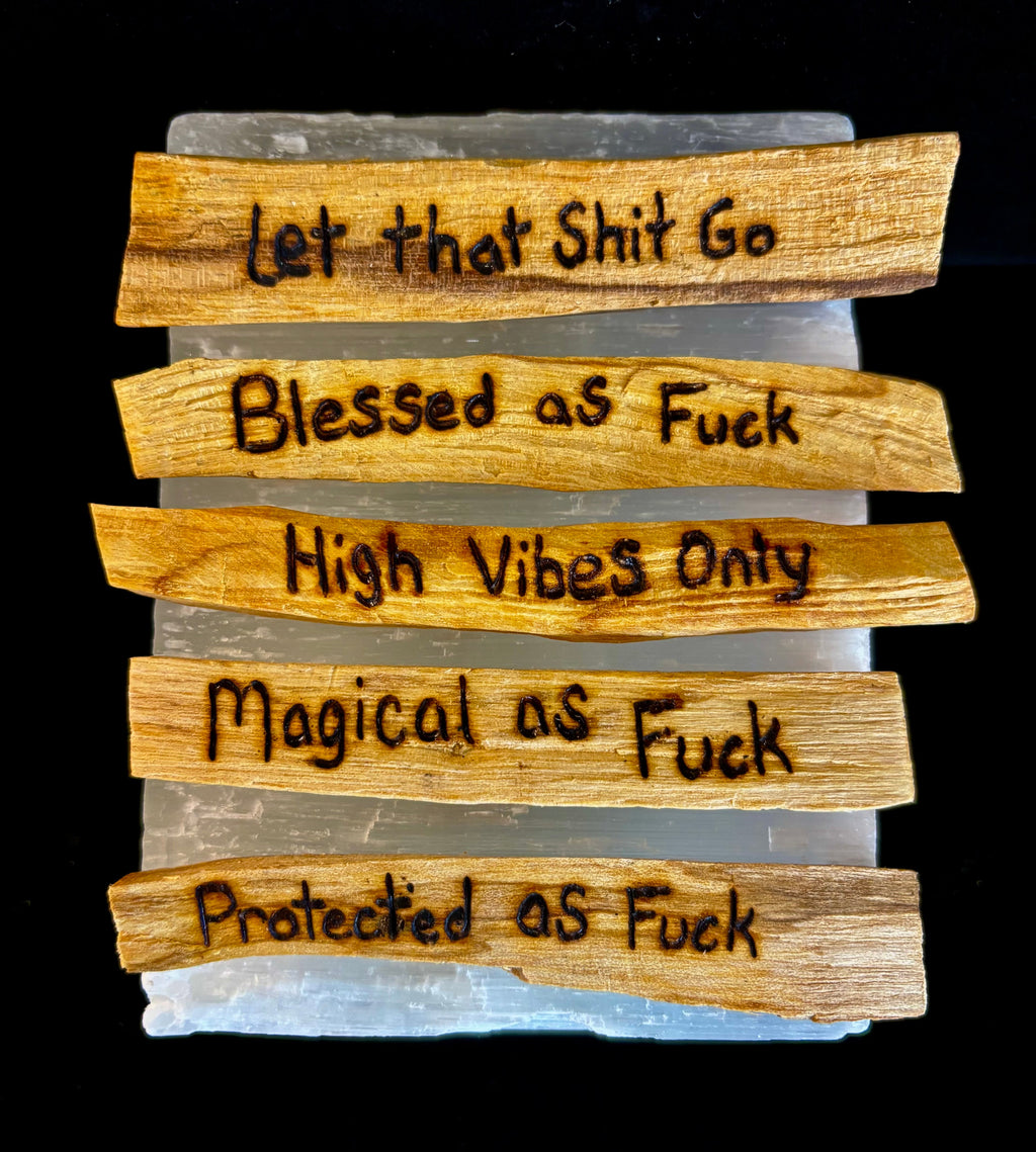 Hand-Engraved Palo Santo Smudge Sticks — Sustainable Peruvian Holy Wood with Positive Affirmations & Energy Cleansing