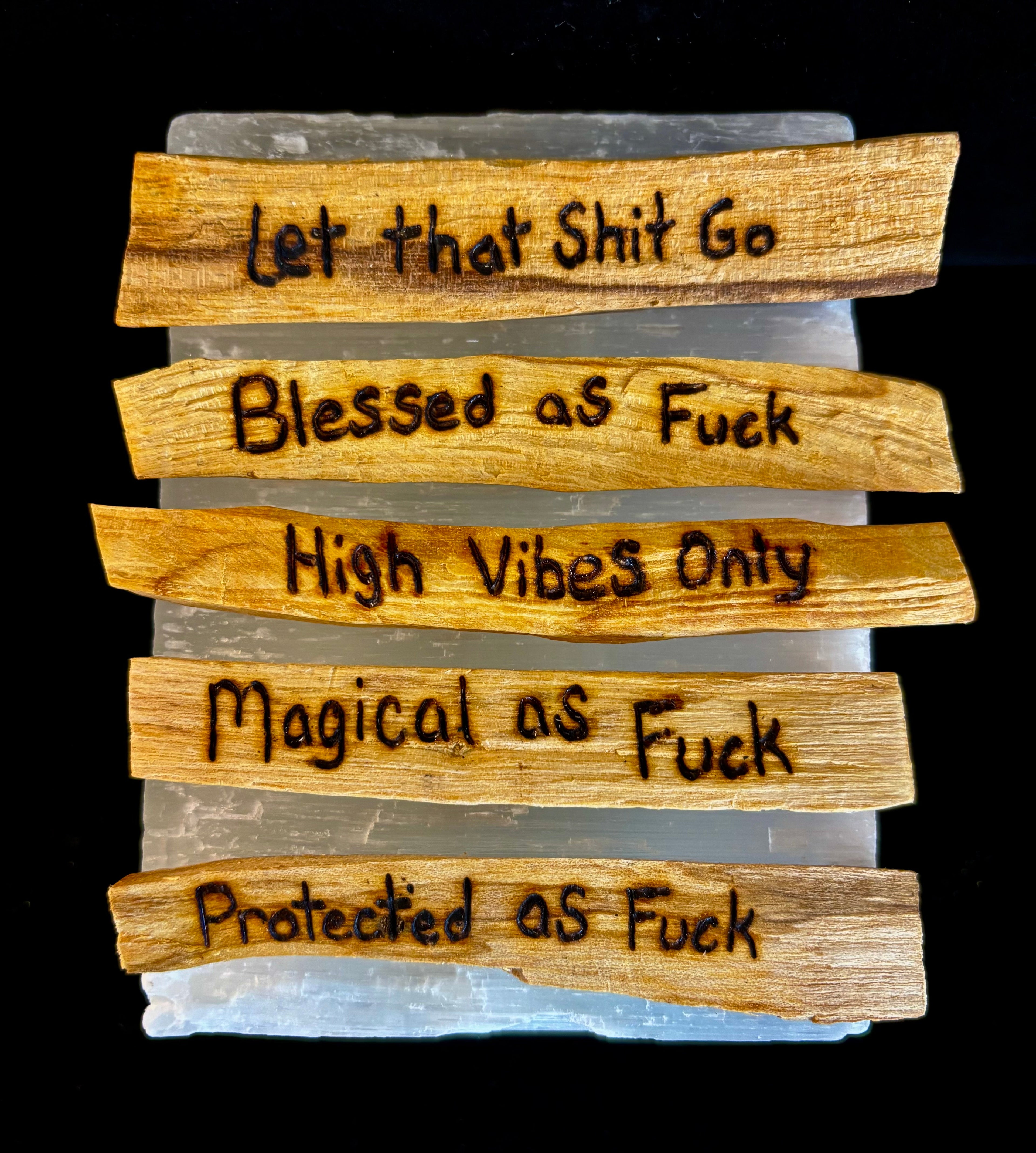 Hand-Engraved Palo Santo Smudge Sticks — Sustainable Peruvian Holy Wood with Positive Affirmations & Energy Cleansing