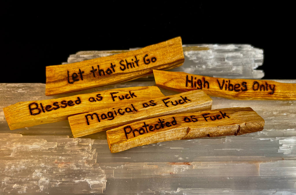 Hand-Engraved Palo Santo Smudge Sticks — Sustainable Peruvian Holy Wood with Positive Affirmations & Energy Cleansing