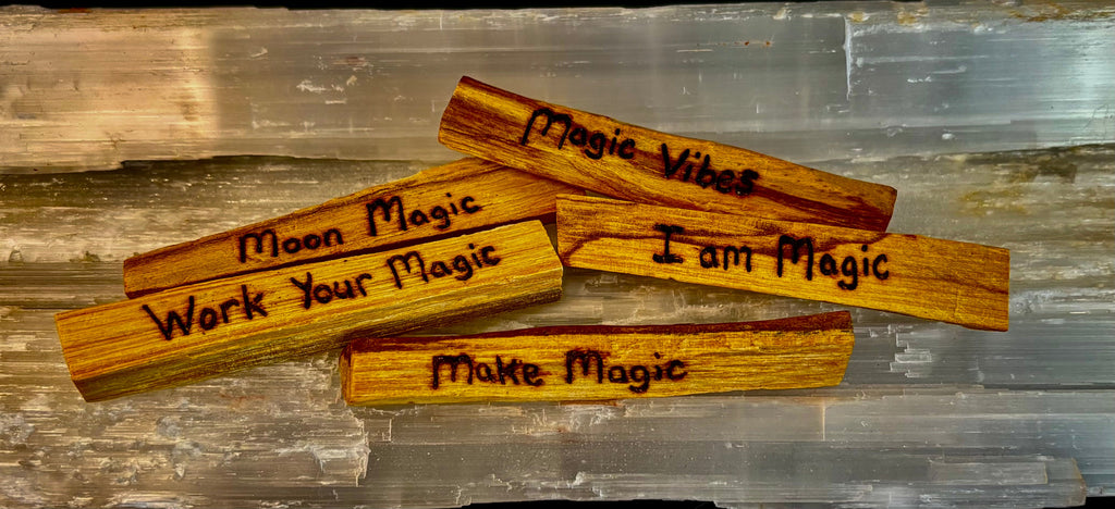 Hand-Engraved Palo Santo Smudge Sticks — Sustainable Peruvian Holy Wood with Positive Affirmations & Energy Cleansing