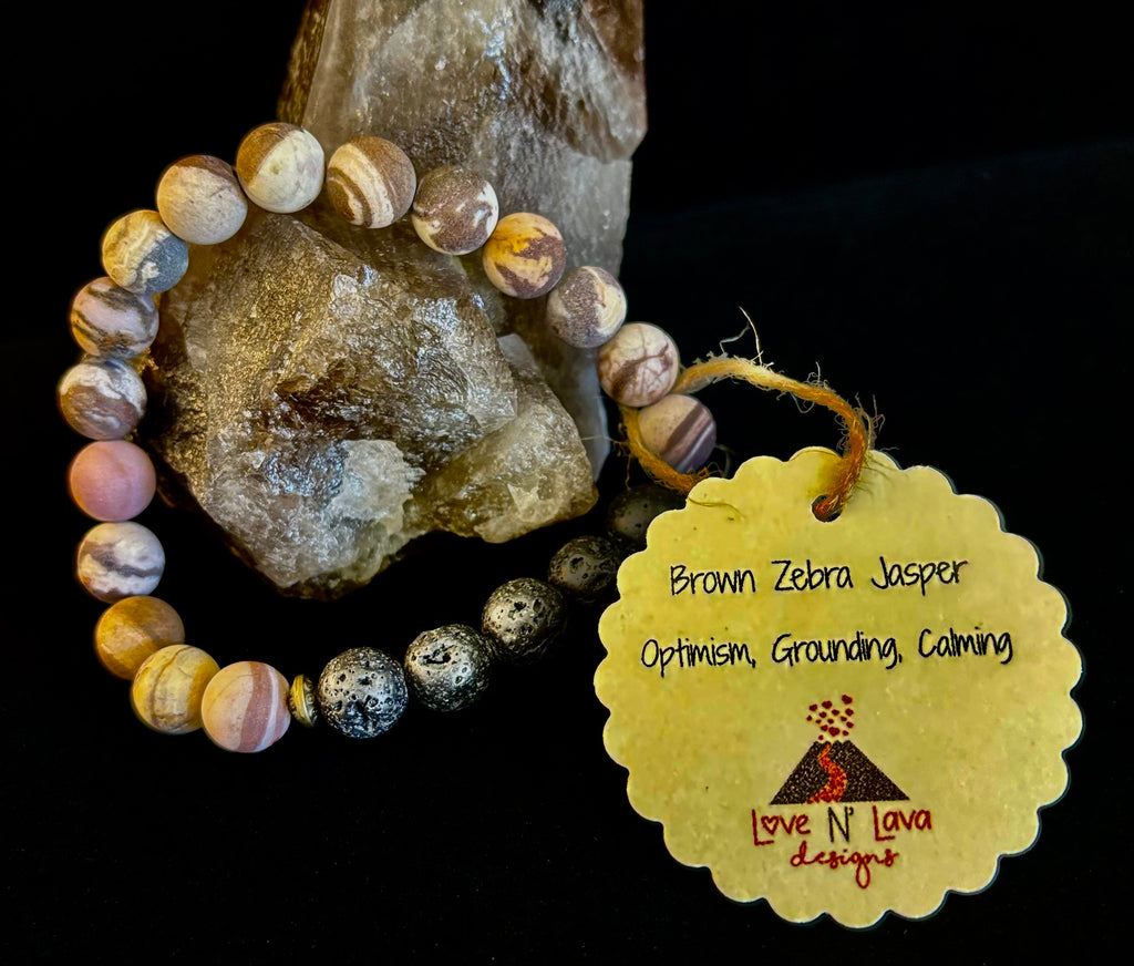 Matte Brown Zebra Jasper Lava Rock Diffuser Bracelet
