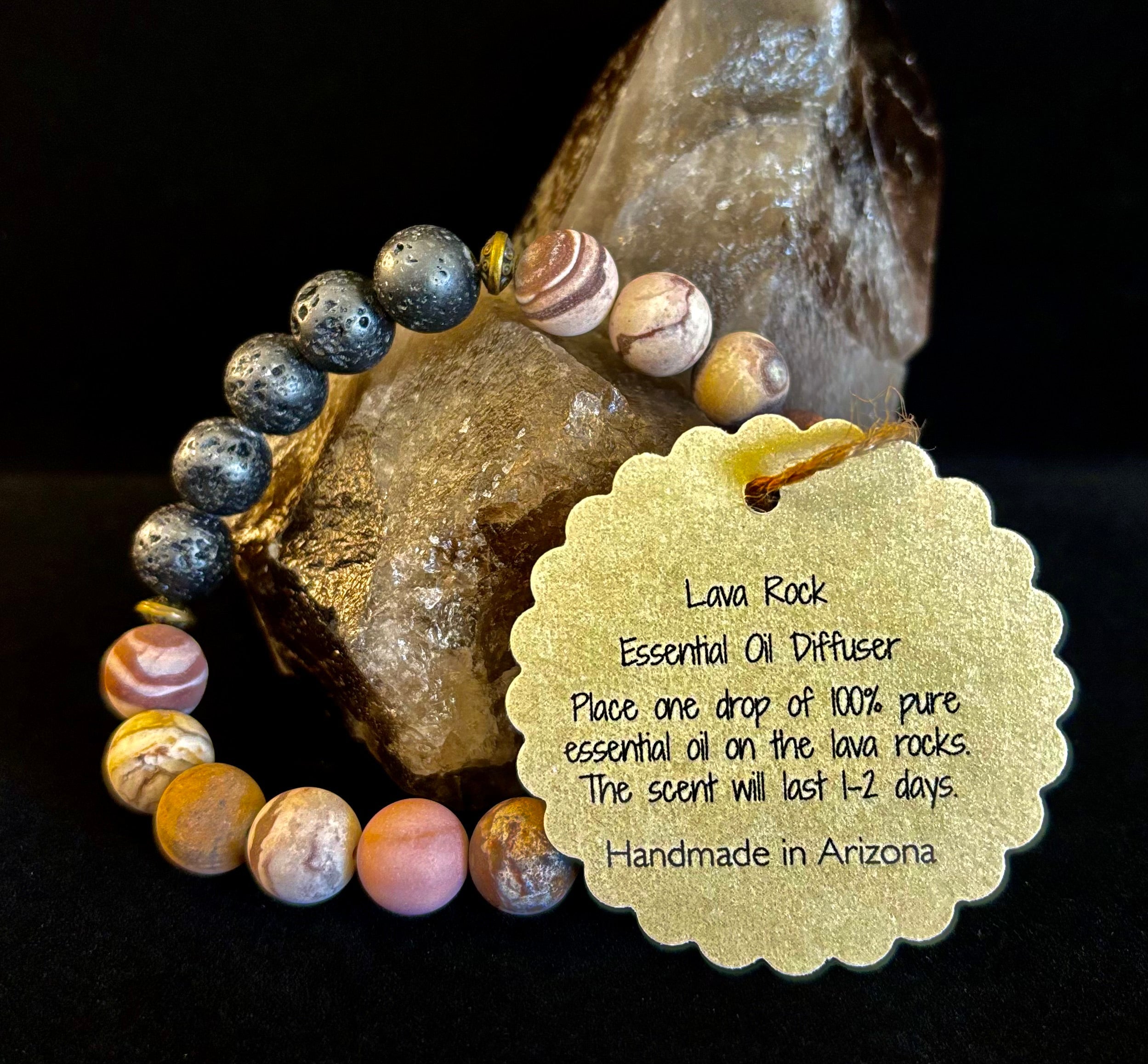 Matte Brown Zebra Jasper Lava Rock Diffuser Bracelet