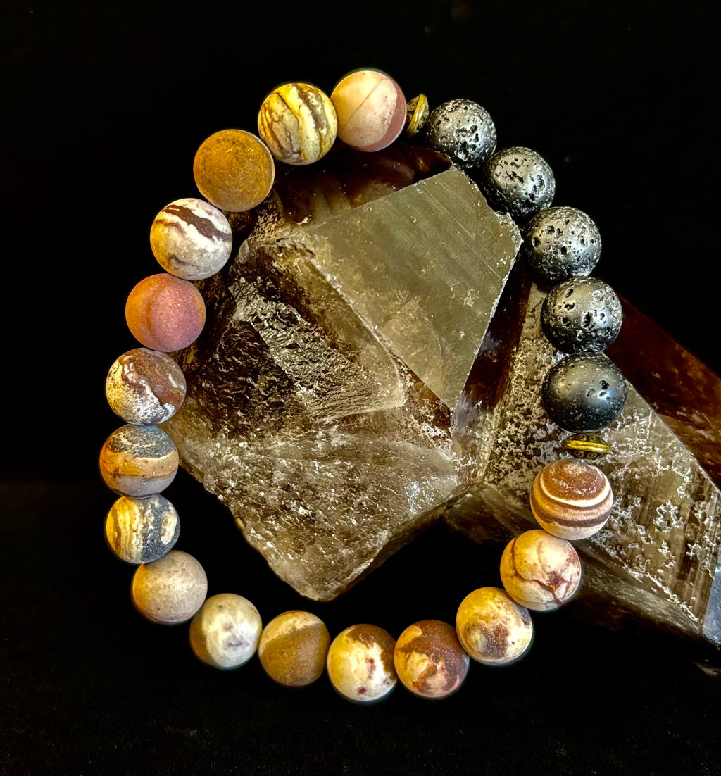 Matte Brown Zebra Jasper Lava Rock Diffuser Bracelet